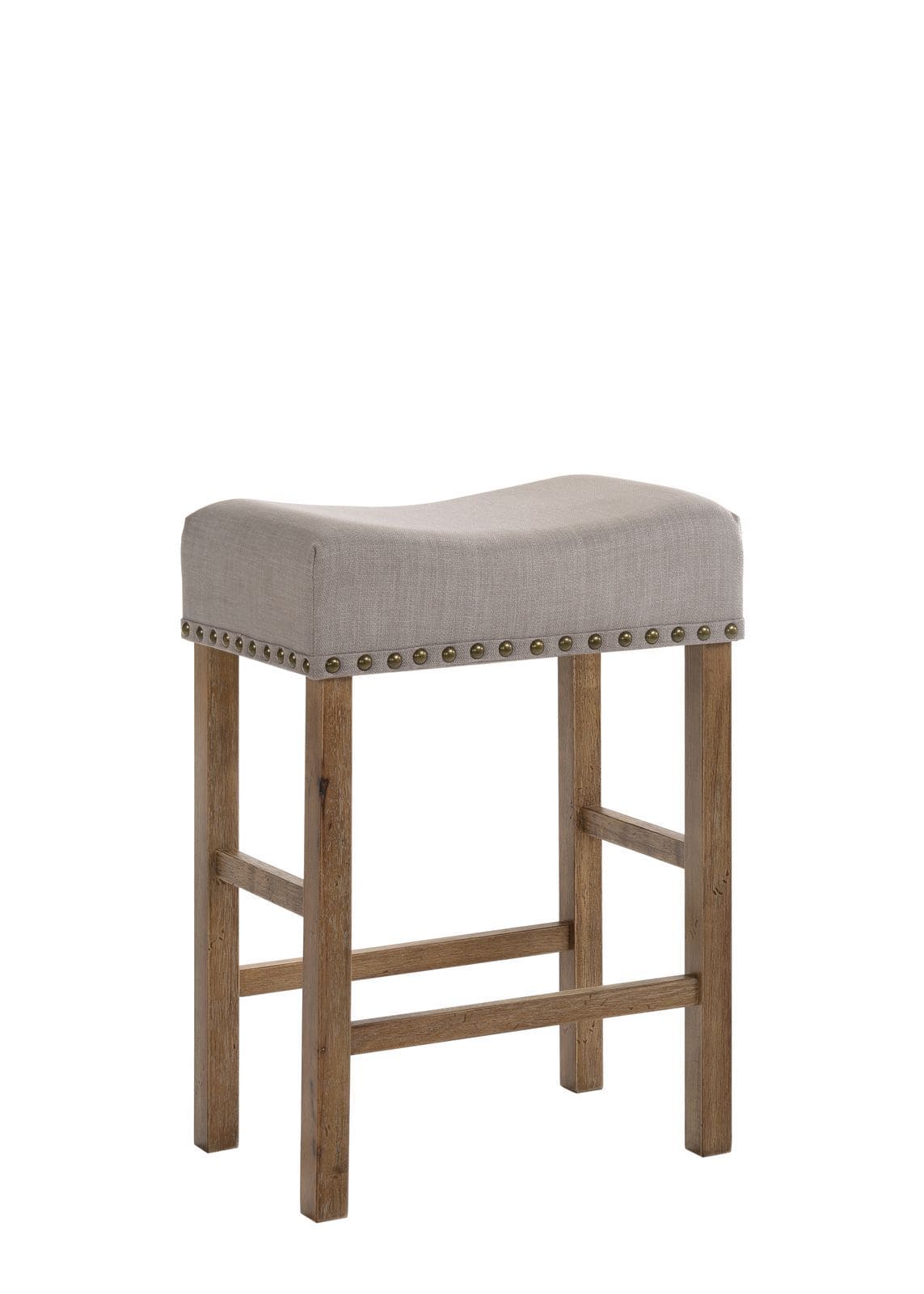 ACME Martha II Counter Height Stool (Set-2) in Tan Linen & Weathered Oak 70833