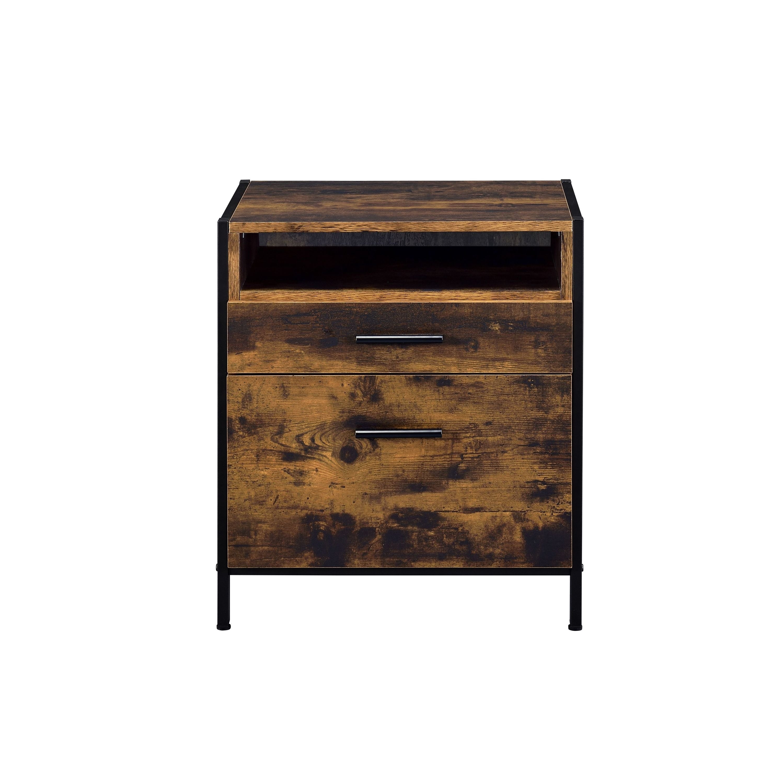 ACME Juvanth Nightstand in Rustic Oak & Black Finish 24263