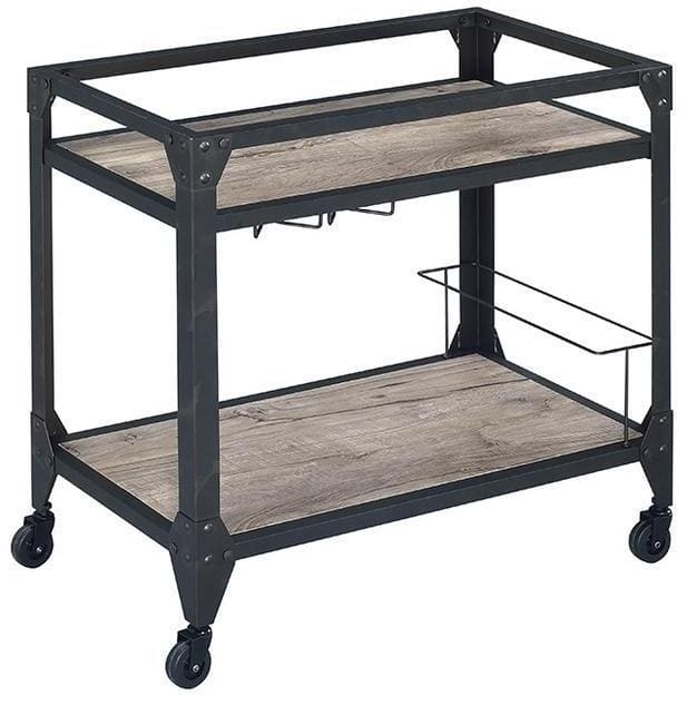 ACME Jorgensen Serving Cart, Rustic Oak & Charcoal 98355