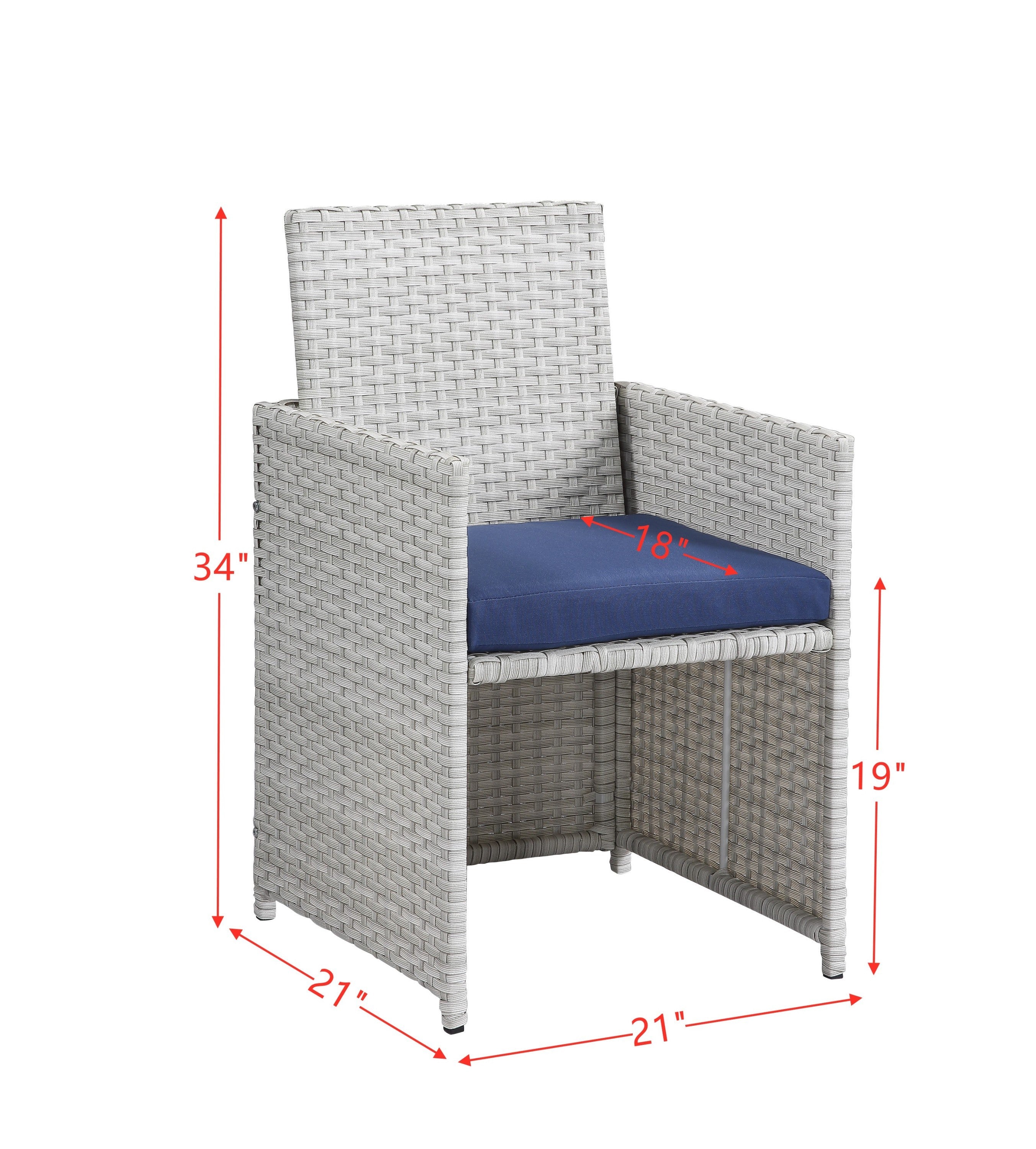 ACME Paitalyi 9Pc Patio Set, Blue Fabric & Wicker (1Set/3Ctn) 45075