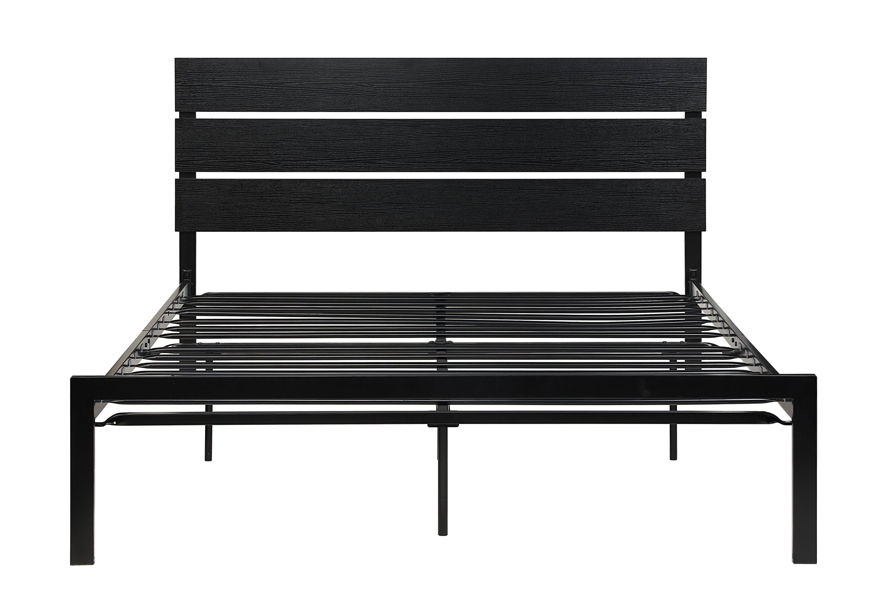 Black Metal Frame Queen Size Bed 1pc