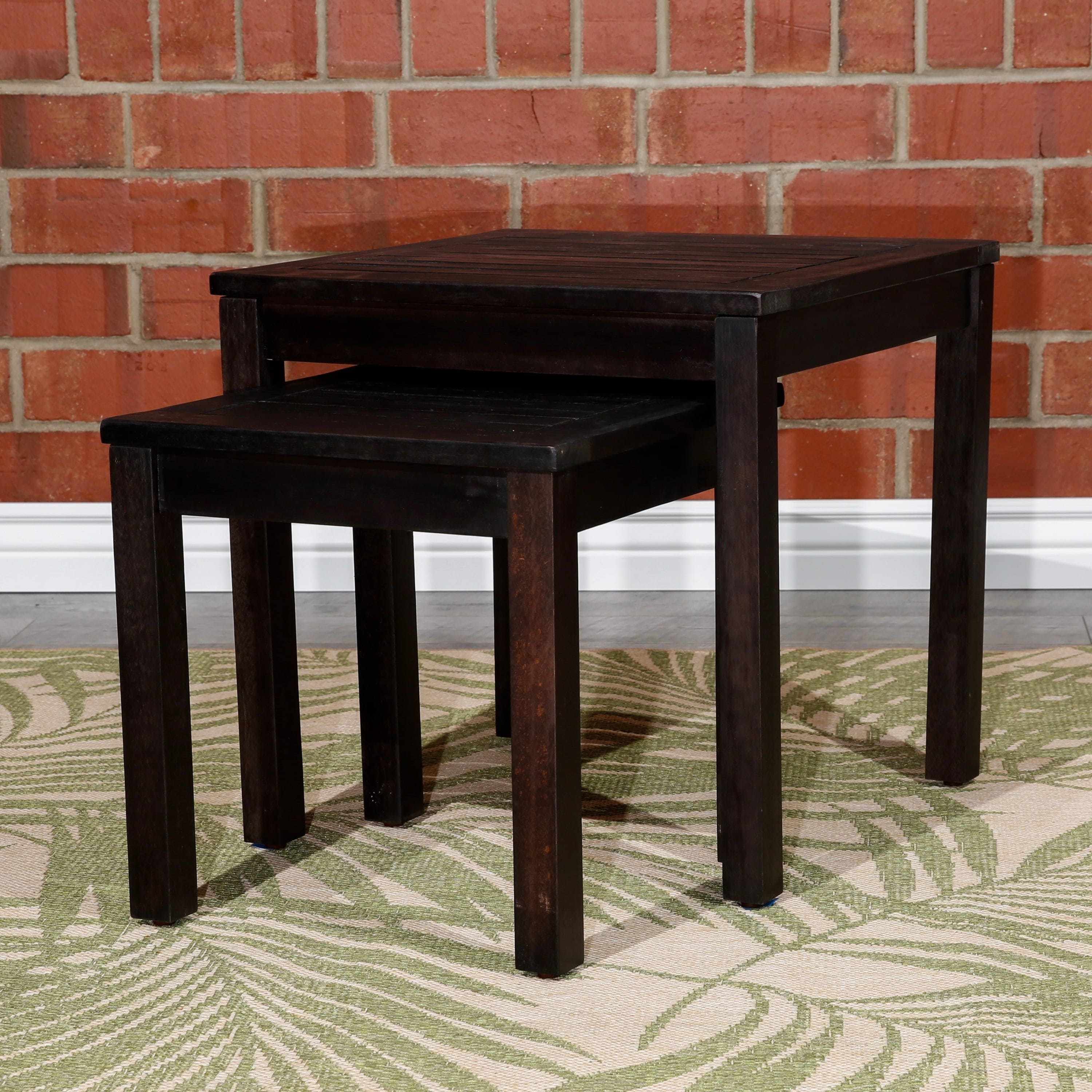 2-Piece Eucalyptus Nesting Table Set, Espresso