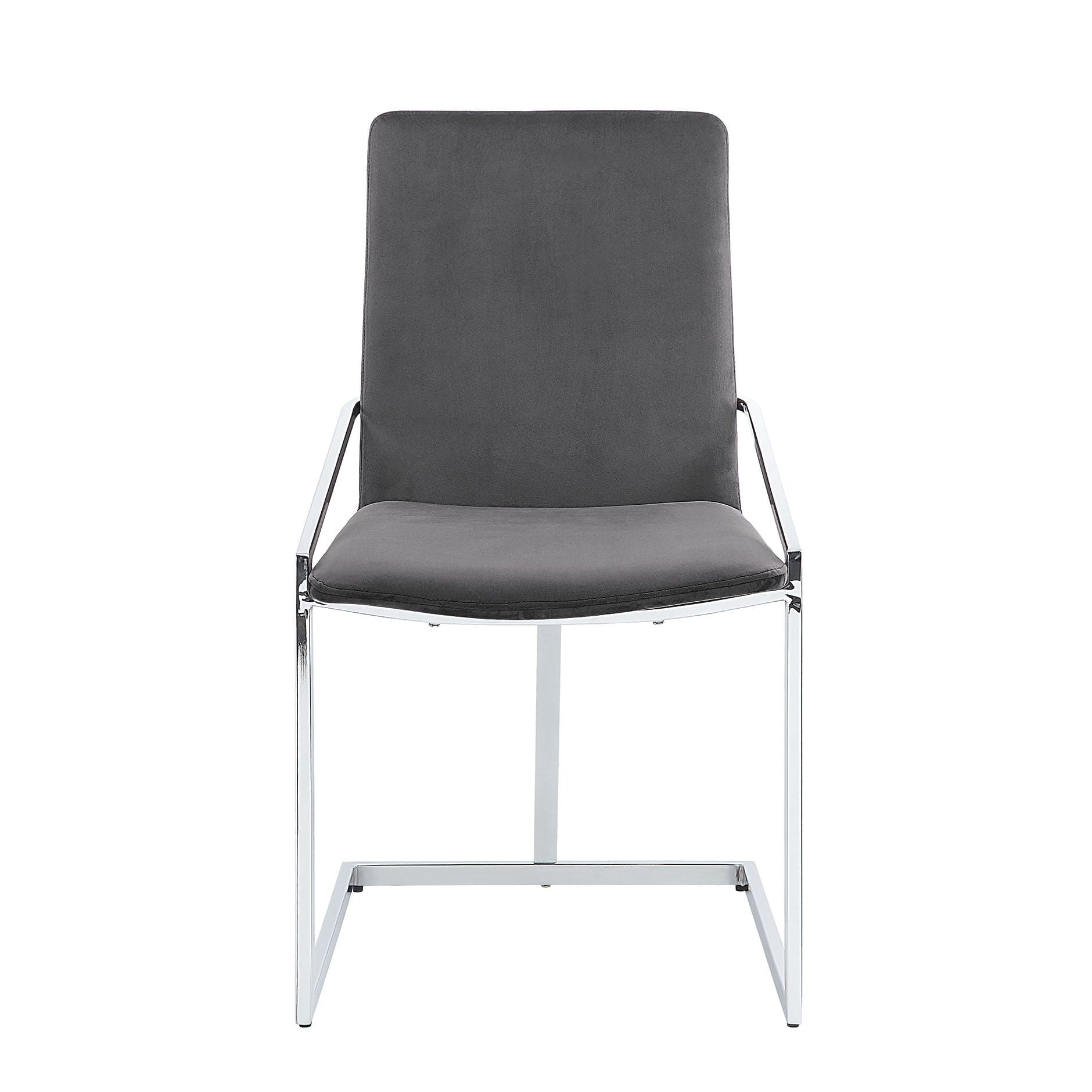 ACME Zlatan Side Chair(Set-2), Gray Velvet & Chrome Finish DN02235