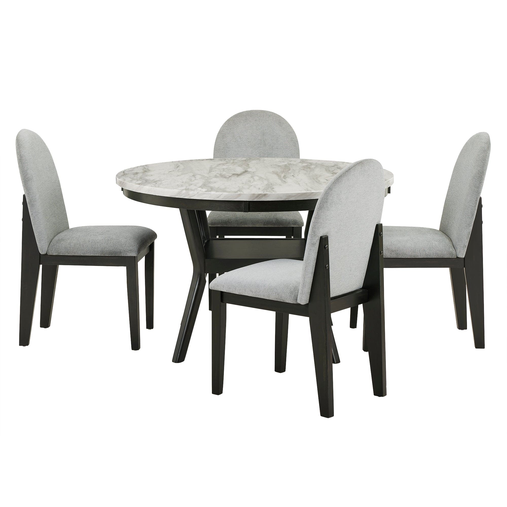 5 piece dining table and chair set, round dining table with 4 upholstered chairs, dining table set with storage