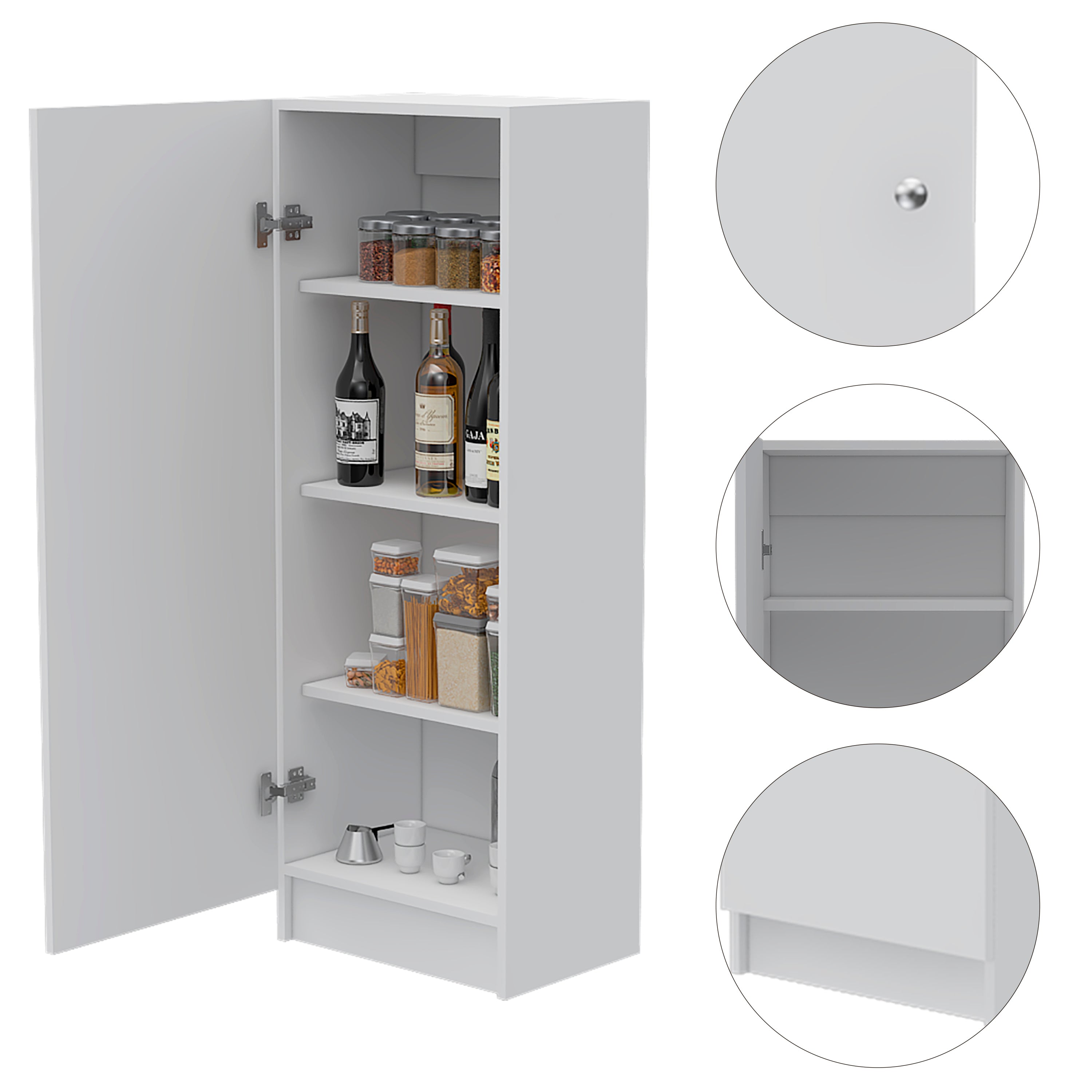 Pantry Miami, Single Door Cabinet, White Finish