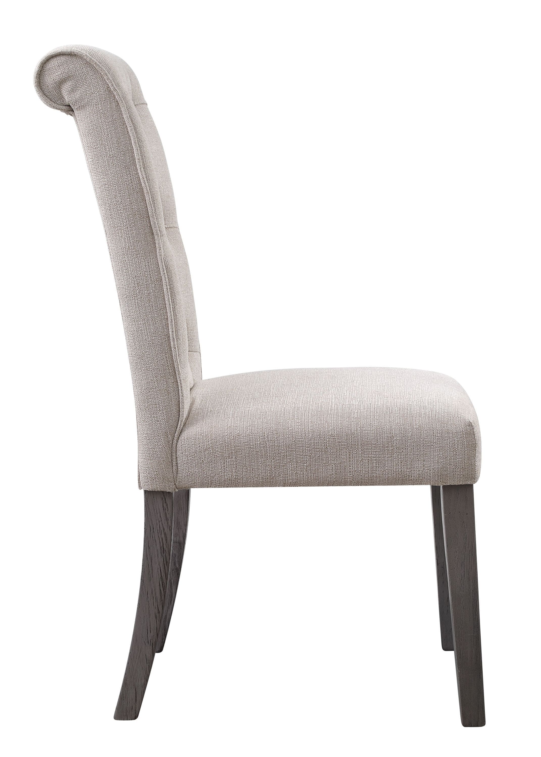 ACME Yabeina Side Chair (Set-2), Beige Linen & Gray Finish 73267