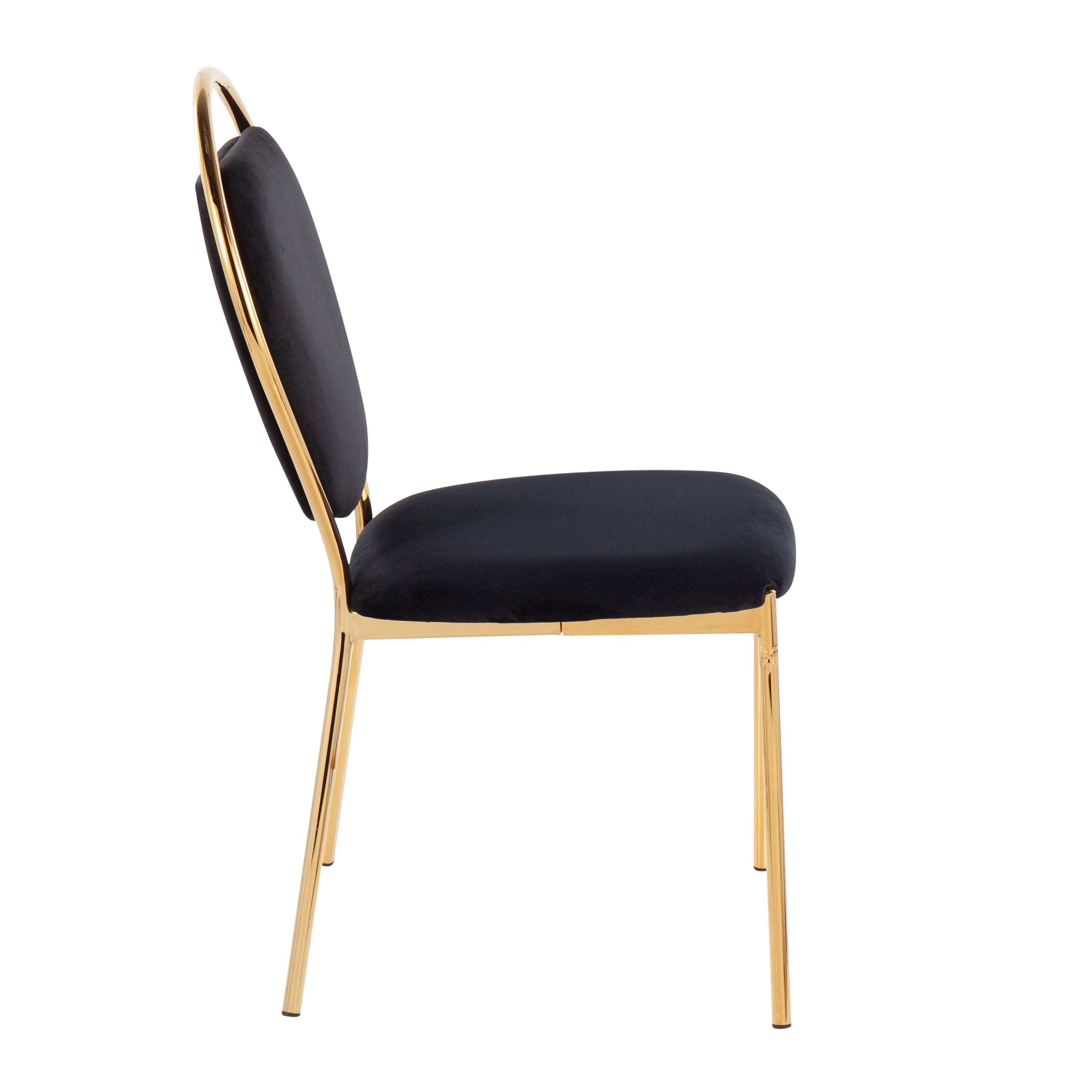 Keyhole Contemporary/Glam Dining Chair in Gold Metal and Black Velvet by LumiSource - Set of 2