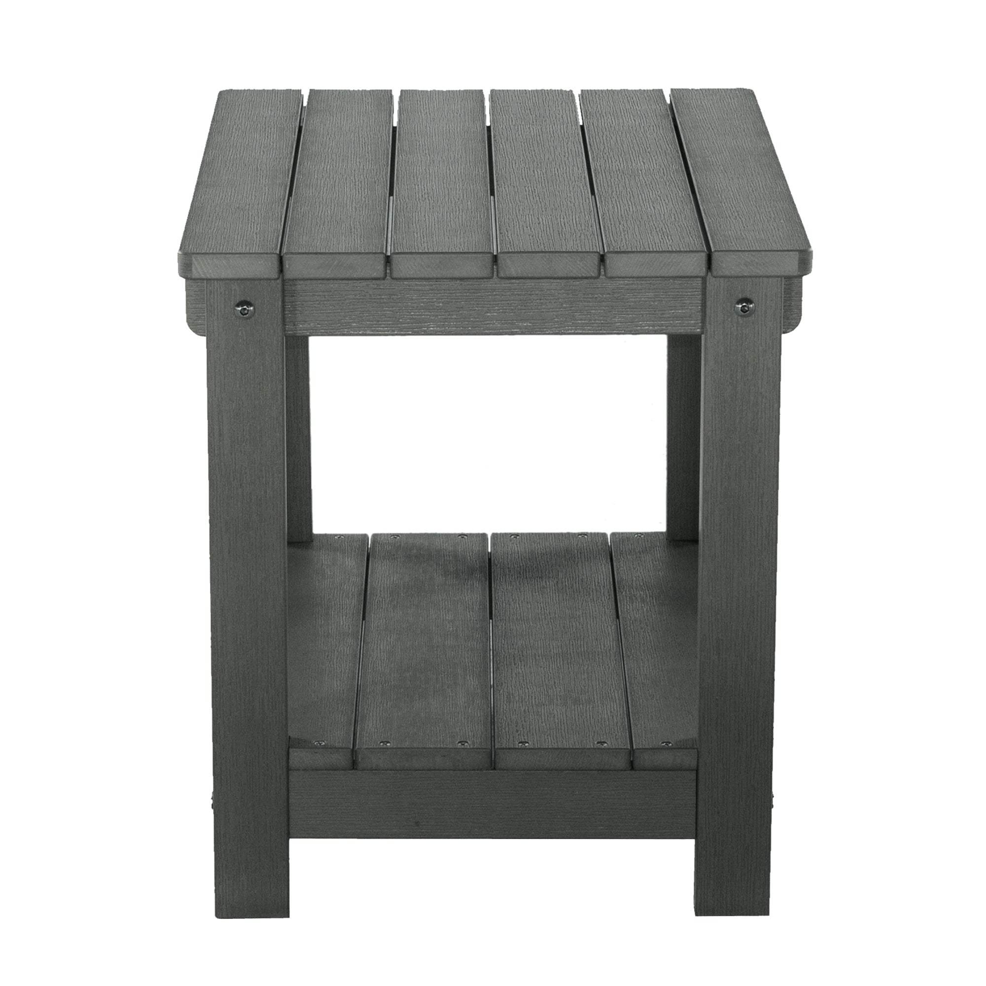 Key West Weather Resistant Outdoor Indoor Plastic Wood End Table, Patio Rectangular Side table, Small table for Deck, Backyards, Lawns, Poolside, and Beaches, Grey