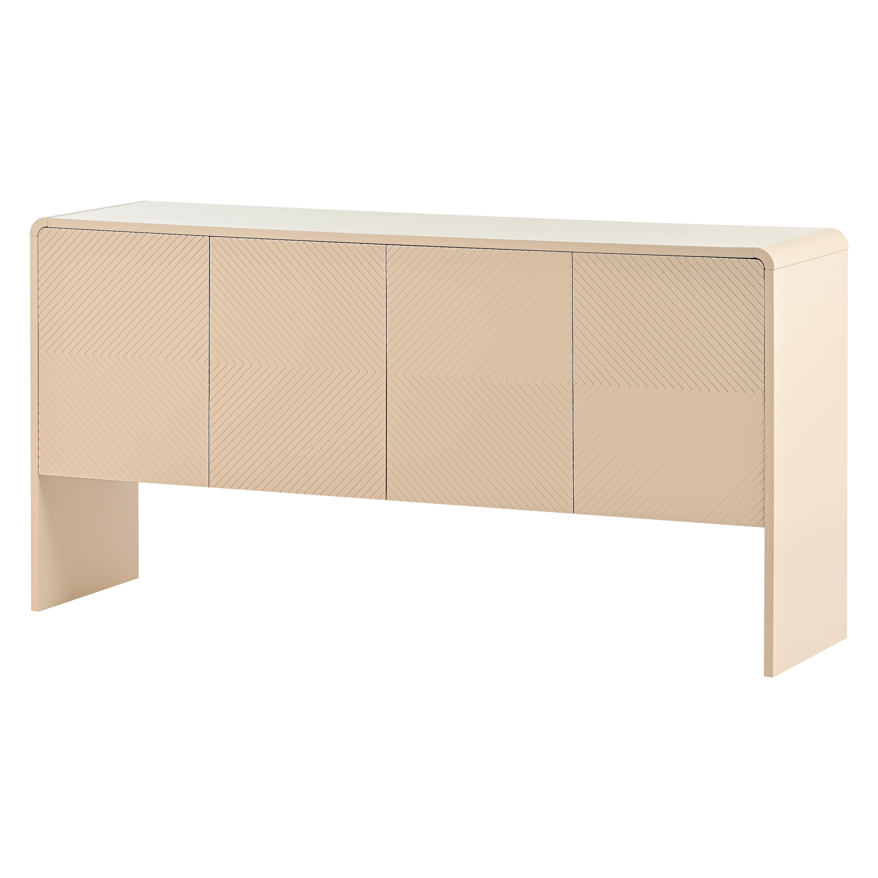 TREXM Minimalist Style 60"L Large Storage Space Sideboard with 4 Doors and Rebound Device for Living Room and Entryway (Apricot Cream)