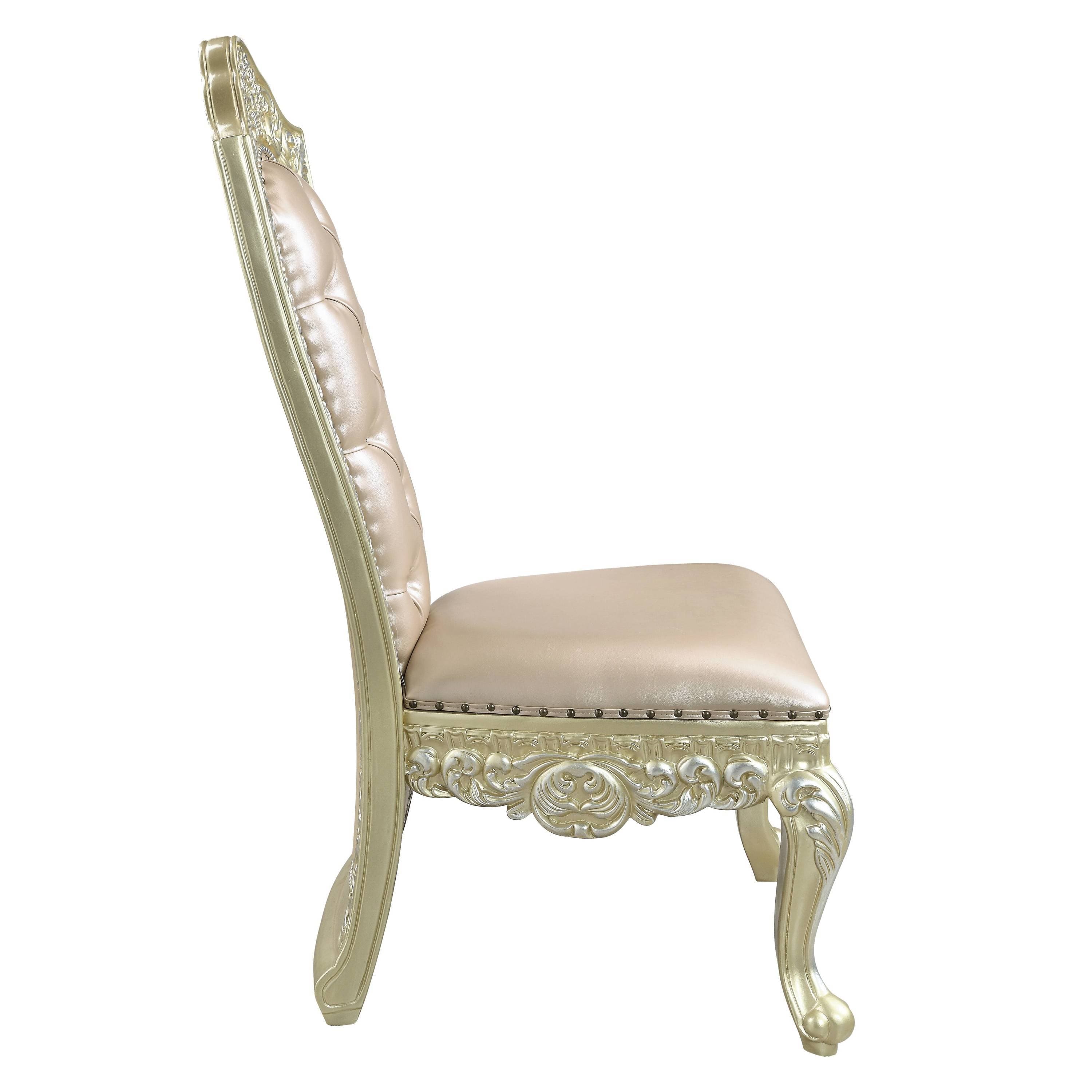 ACME Vatican Side Chair (1Pc/1Ctn), PU & Champagne Silver Finish DN00468