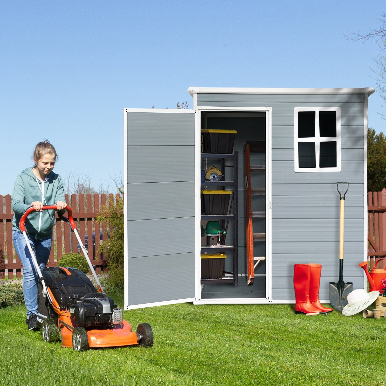 5x3ft Resin Outdoor Storage Shed Kit-Perfect to Store Patio Furniture,Grey