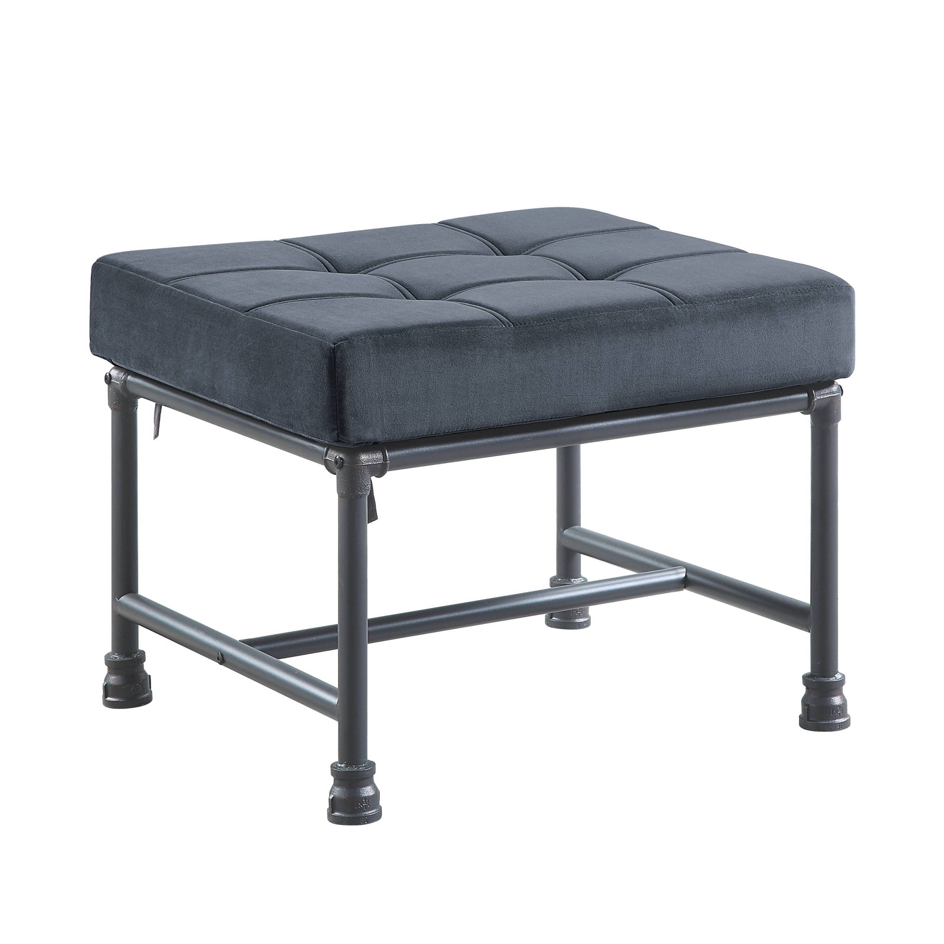 ACME Brantley Ottoman in Gray Velvet & Sandy Gray Finish AC00427