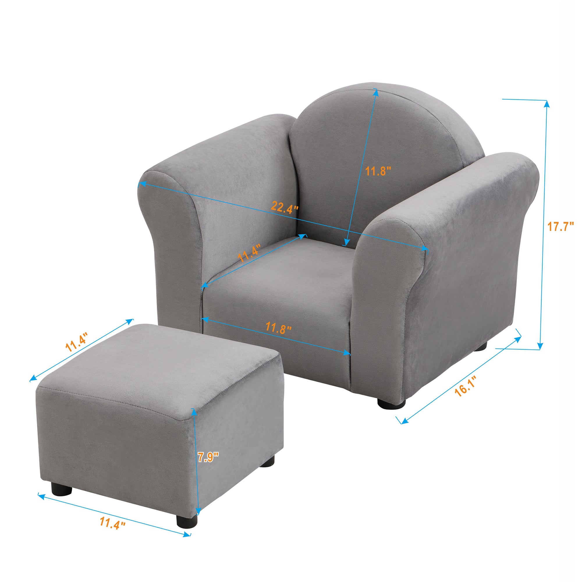 Kids Recliner Chair, Kids Upholstered Couch with ottoman