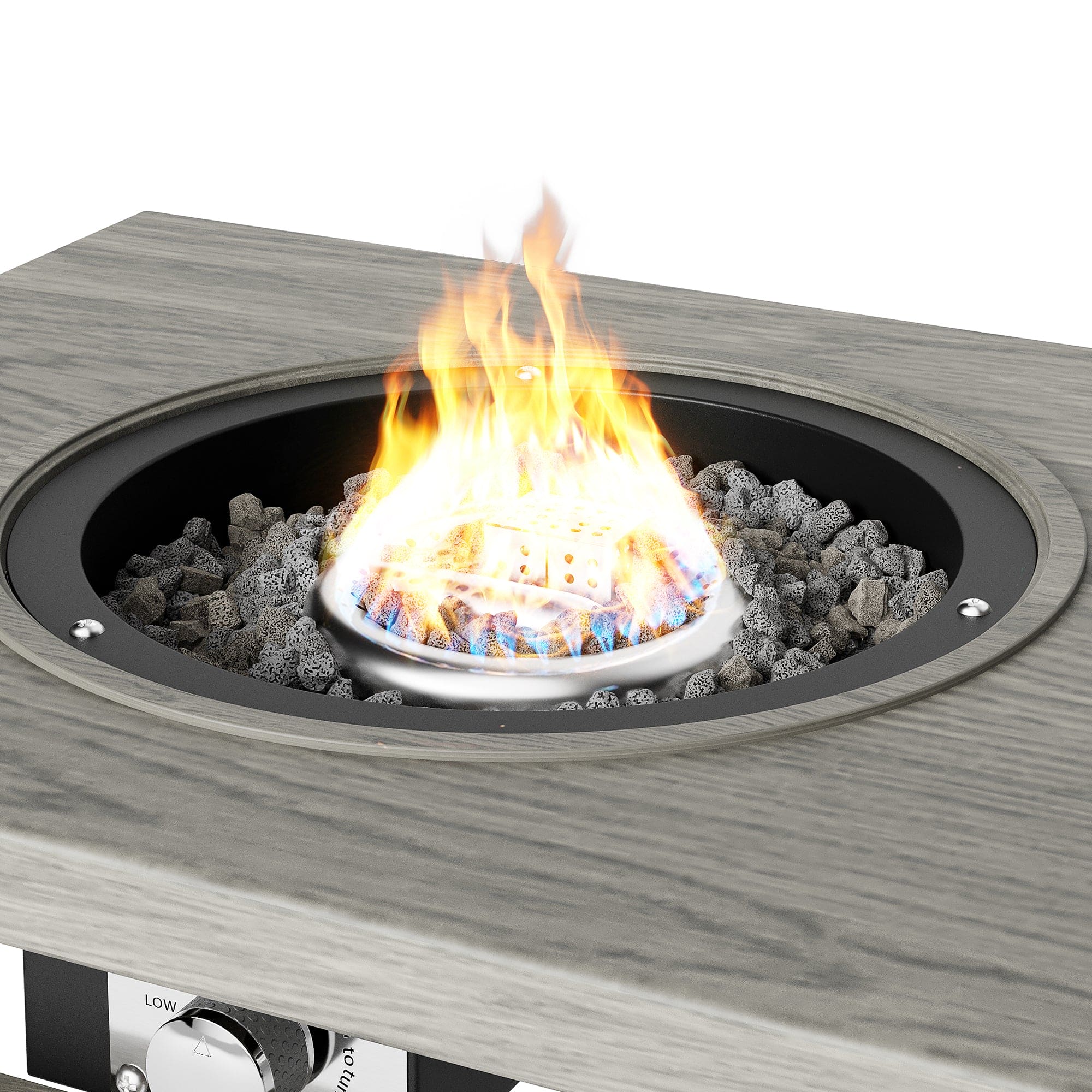 3-in-1 Coffee Table with Ice Bucket and Fire Pit  - Gray