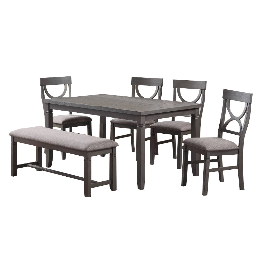 Dasher 6 Piece Wood Dining Set, Grey