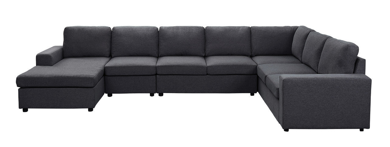 Hayden Modular Sectional Sofa with Reversible Chaise in Dark Gray Linen