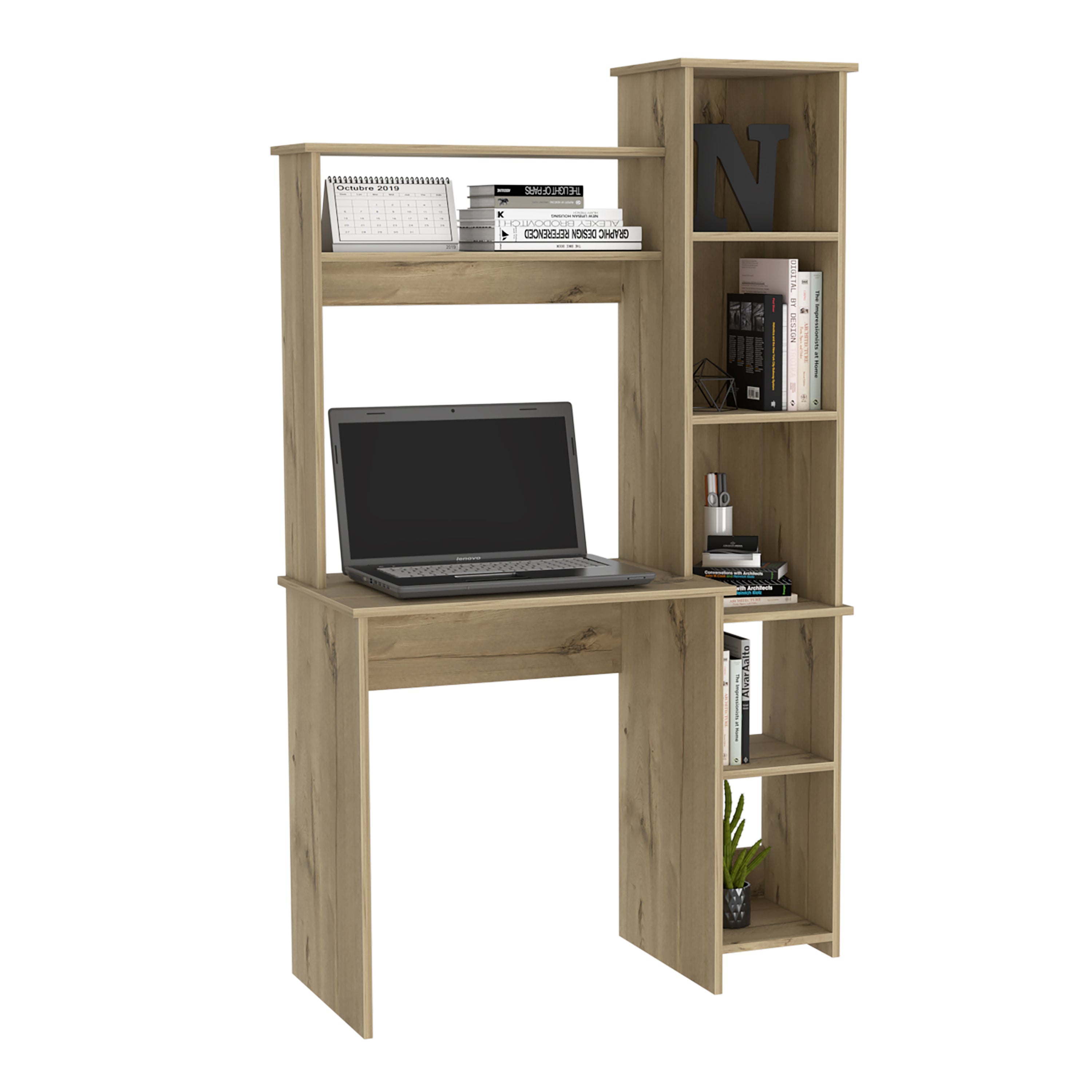 Desk Logan, Five Cubbies, Light Oak Finish