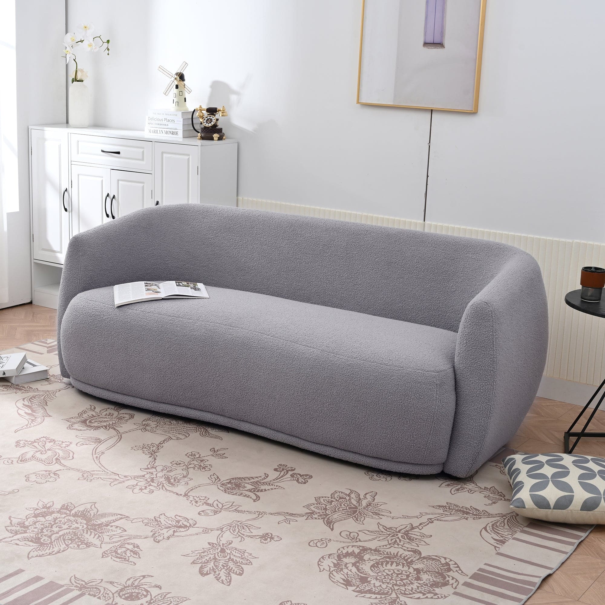 U_Style Upholstered Sofa,Modern Arm Chair for Living Room and Bedroom,with 4 Pillows