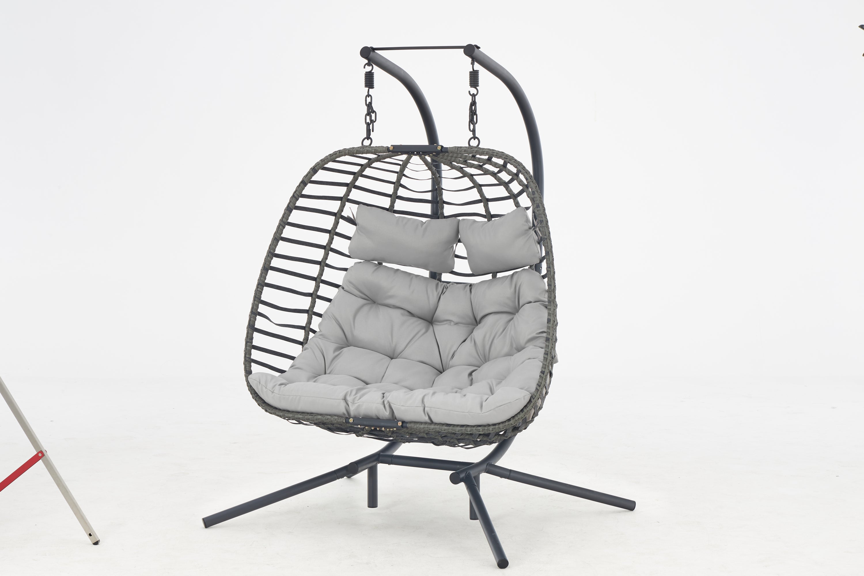 2 person Swing egg chair with rocking glide frame and cushion