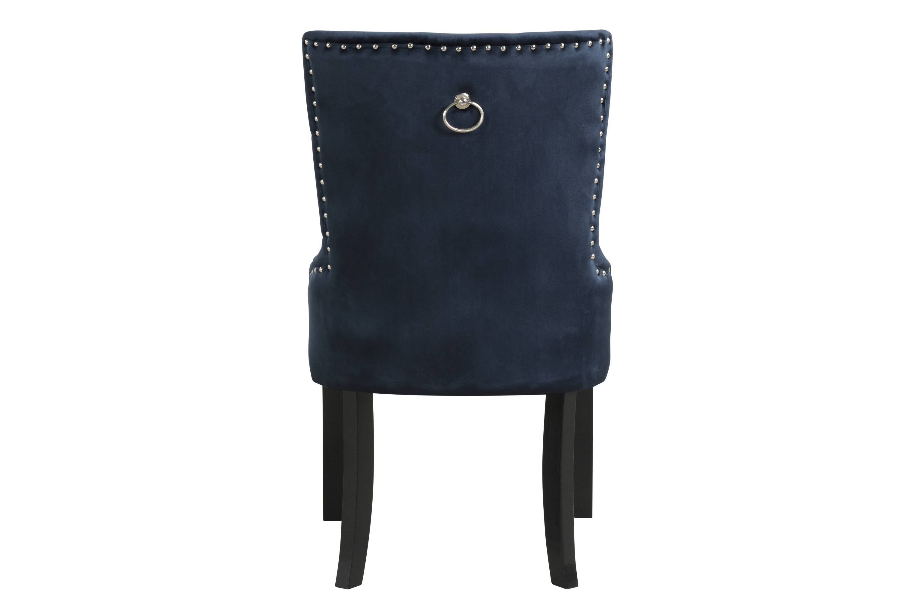 ACME Varian II Side Chair (1 Pc) in Black Velvet & BLACK & Sliver FINISH DN00592