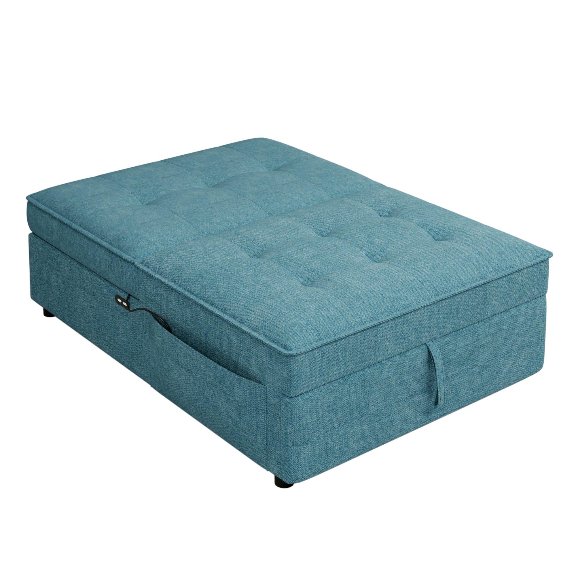 4-in-1 Sofa Bed, Chair Bed, Multi-Function Folding Ottoman Bed with Storage Pocket and USB Port for Small Room Apartment,Living Room,Bedroom,Hallway, Teal