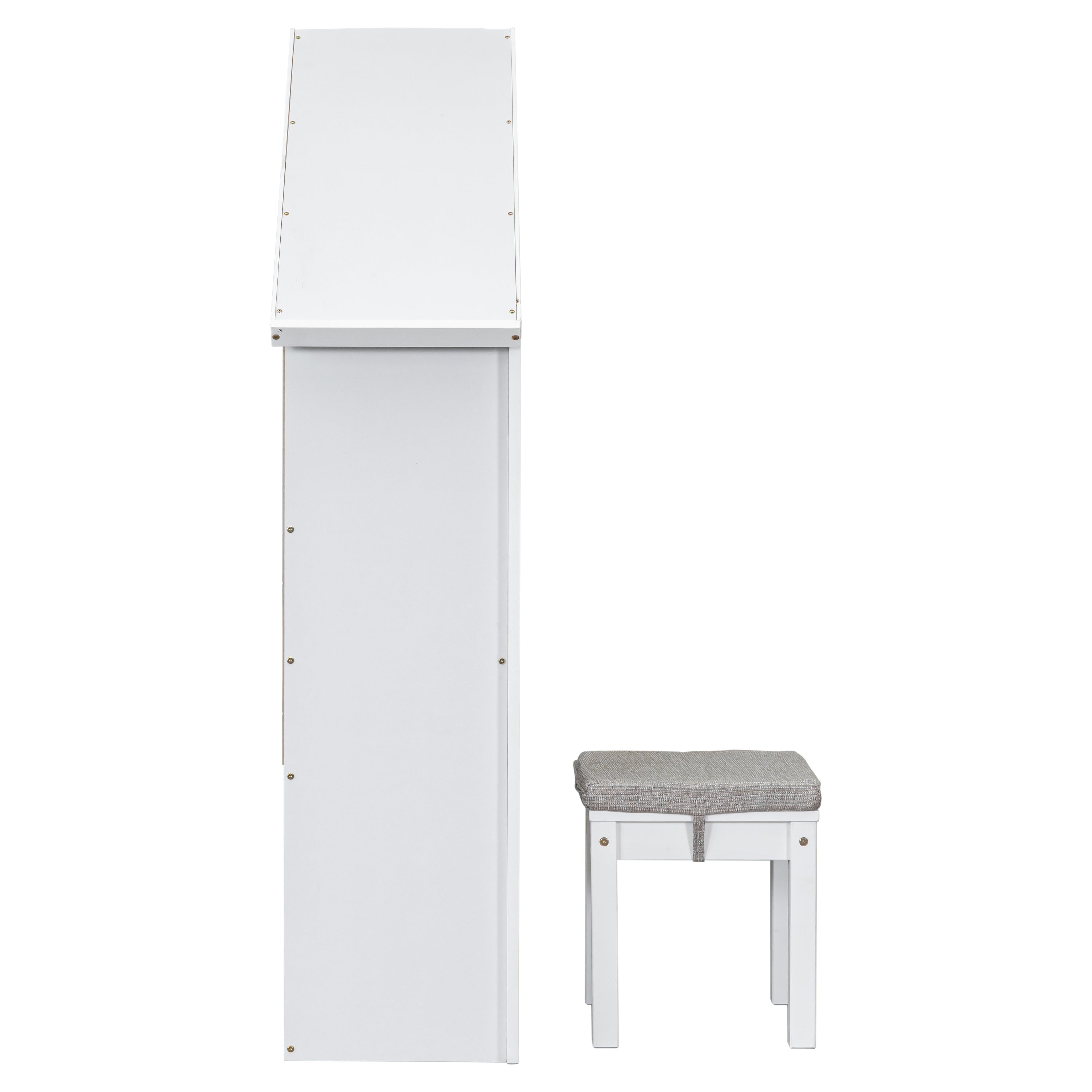 House-Shaped Desk with a cushion stool,White