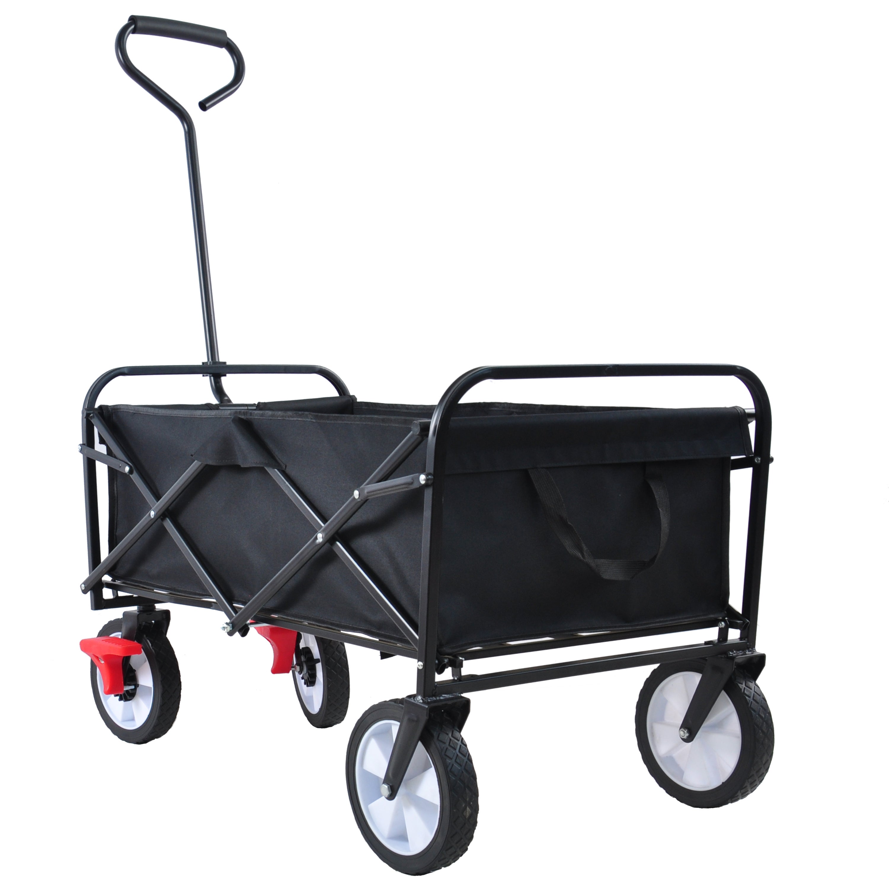 Folding Wagon Garden Shopping Beach Cart (black)