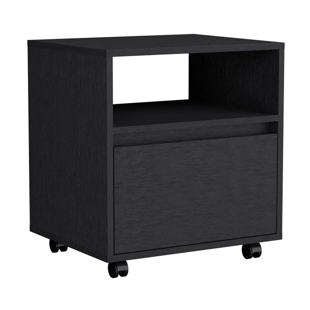 Nightstand Munyochi, One Drawer, Black Wengue Finish