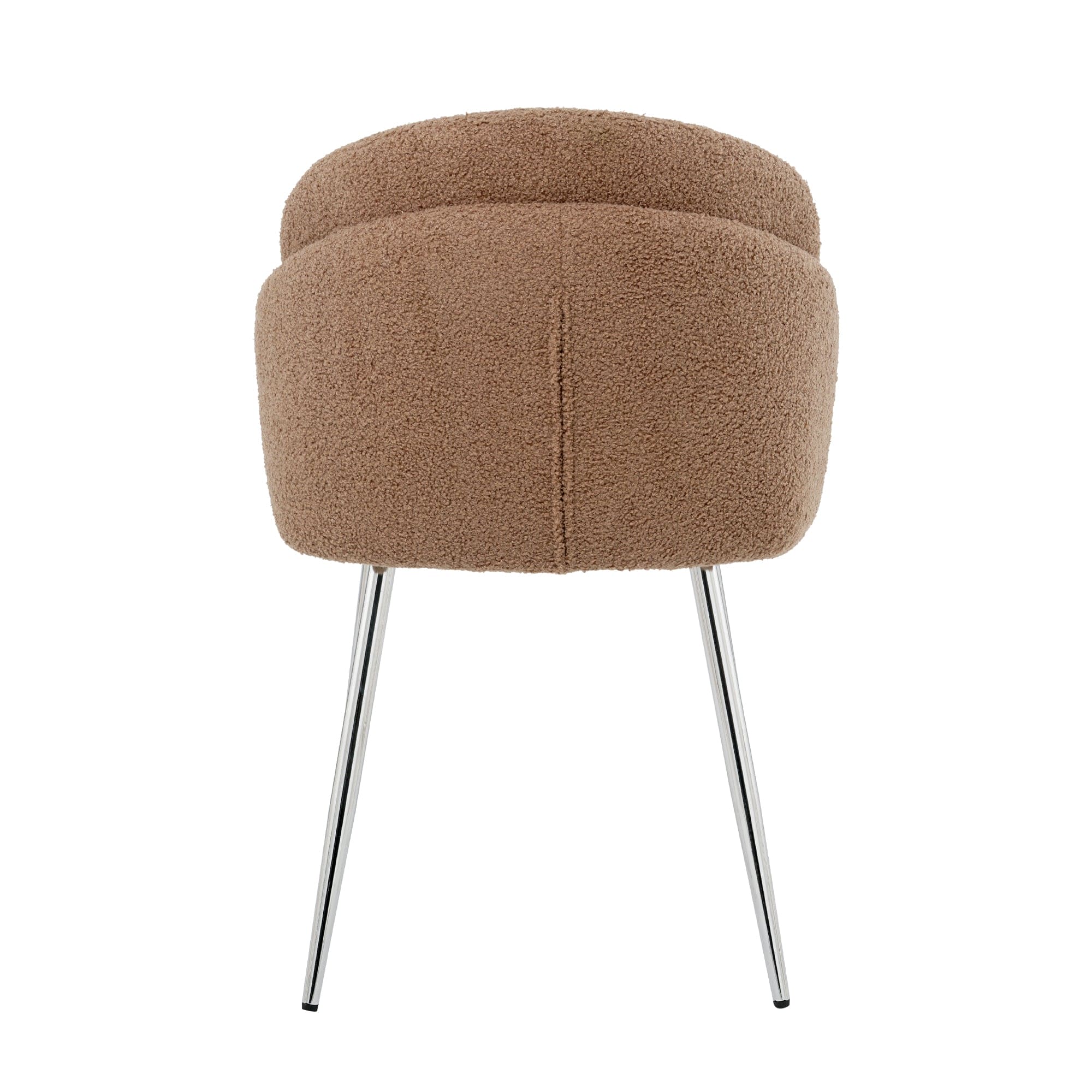 Modern simple brown teddy fleece dining chair Fabric Upholstered Chairs home bedroom stool back dressing chair chrome metal legs(set of 2)