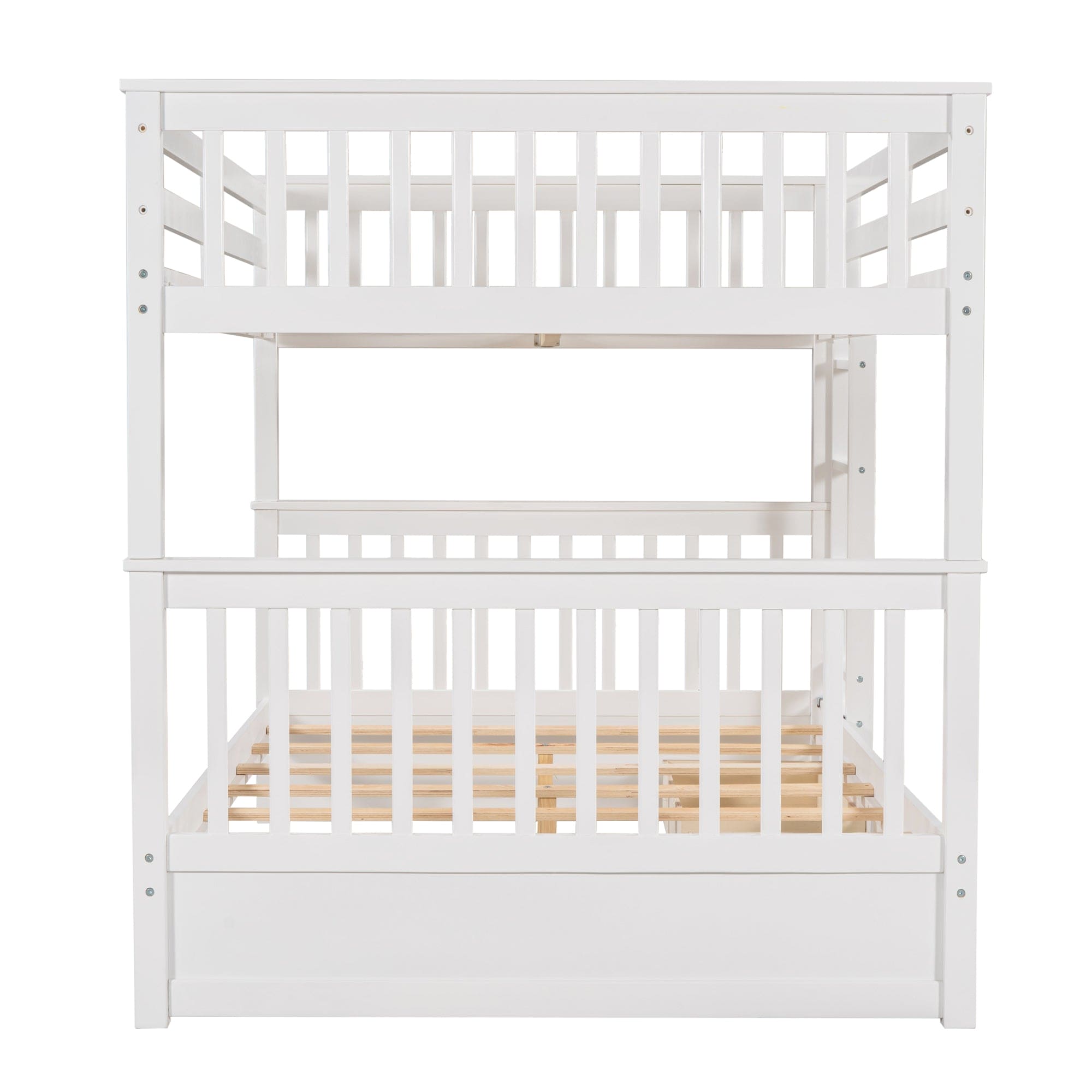 Full-Over-Full Bunk Bed with Ladders and Two Storage Drawers (White)(OLD SKU:LT000365AAK)