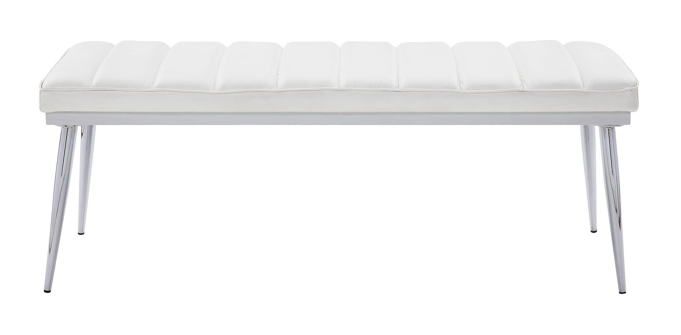 ACME Weizor Bench, White PU & Chrome 77153