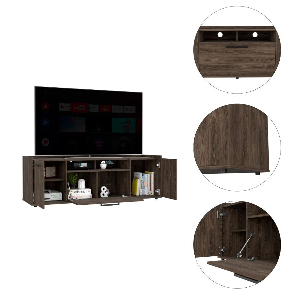 Lyon Tv Stand for TV´s up 55", One Cabinet, Double Door -Dark Walnut