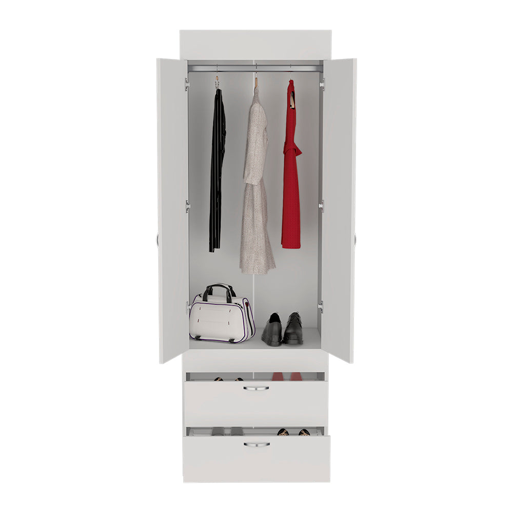 Armoire Tarento,Two Drawers, White Finish