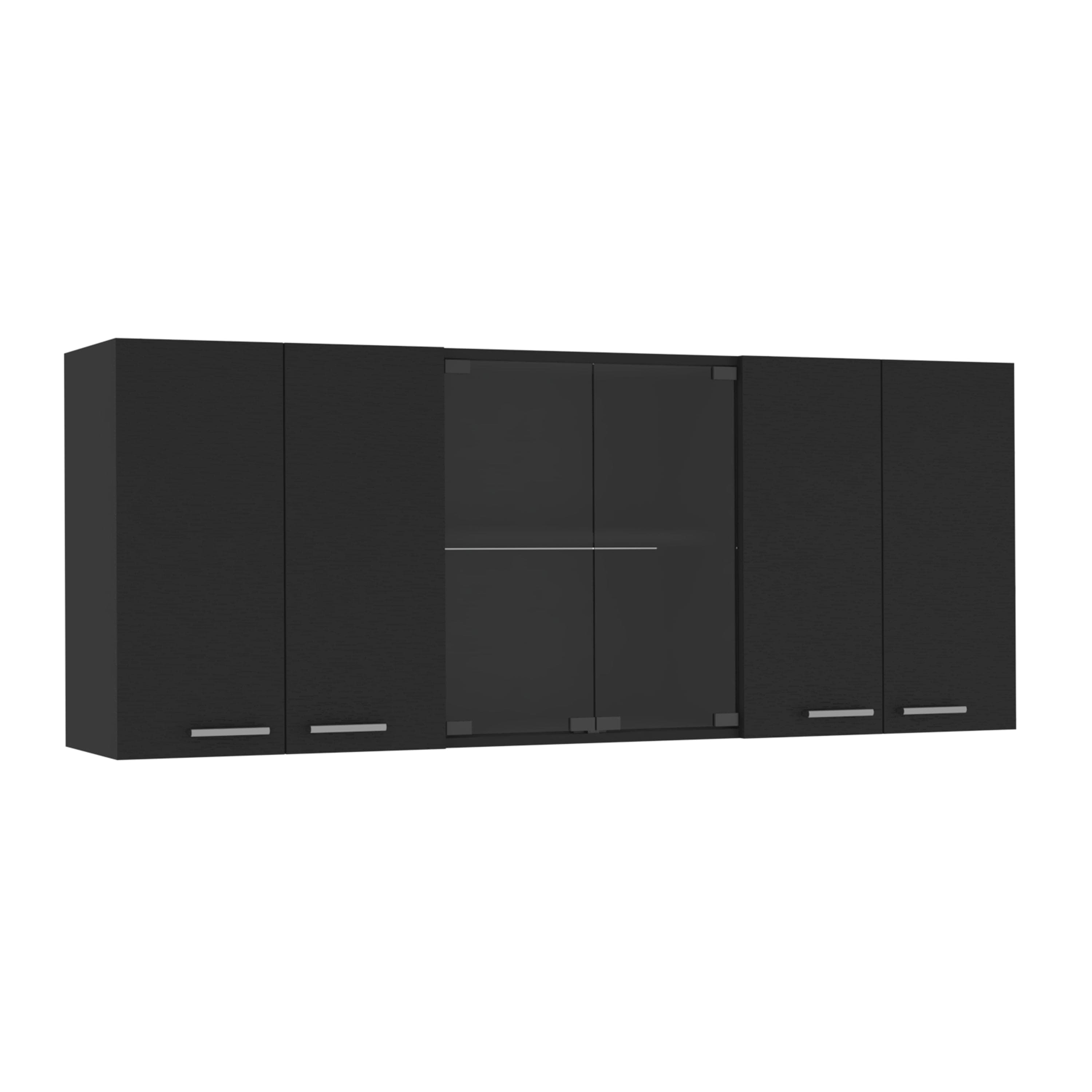 Superior Wall Cabinet Peoria, Four Interior Shelves, Black Wengue Finish