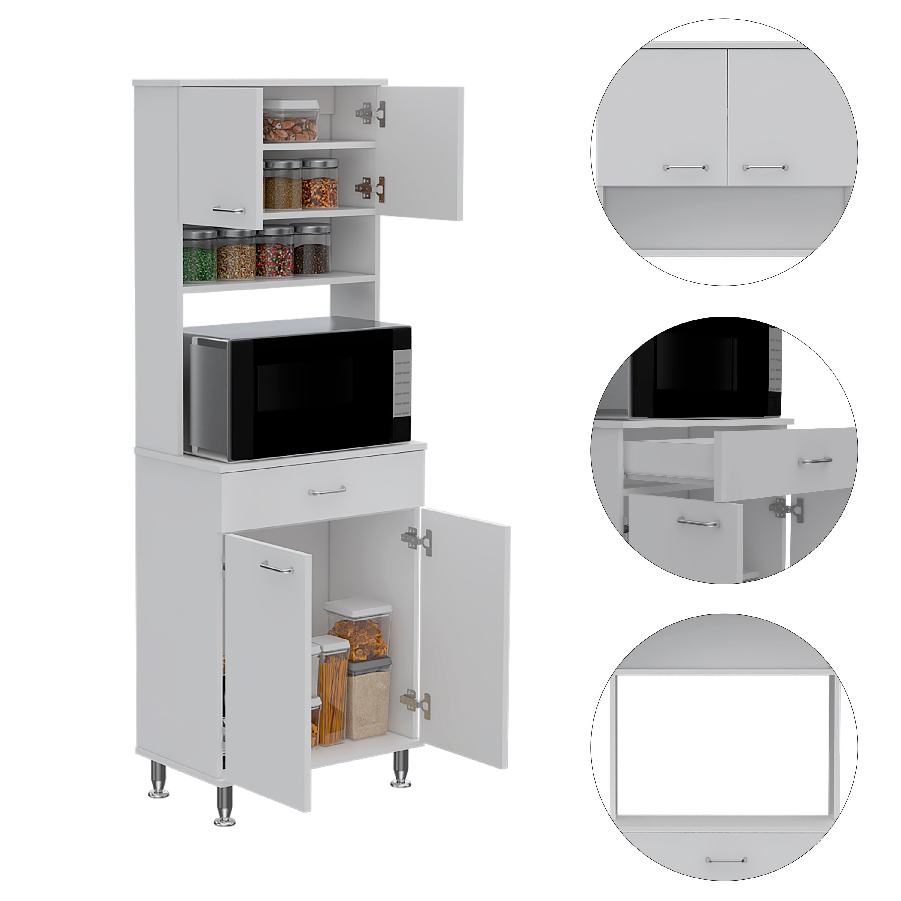 Pantry Piacenza,Two Double Door Cabinet, White Finish