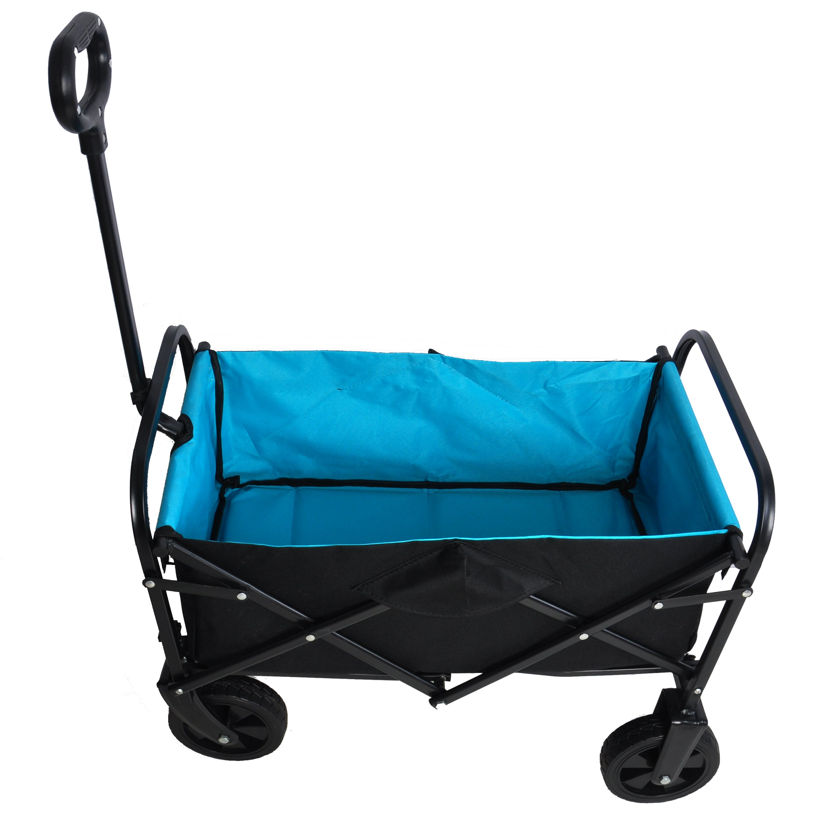 Folding Wagon Garden Shopping Beach Cart (black+blue)