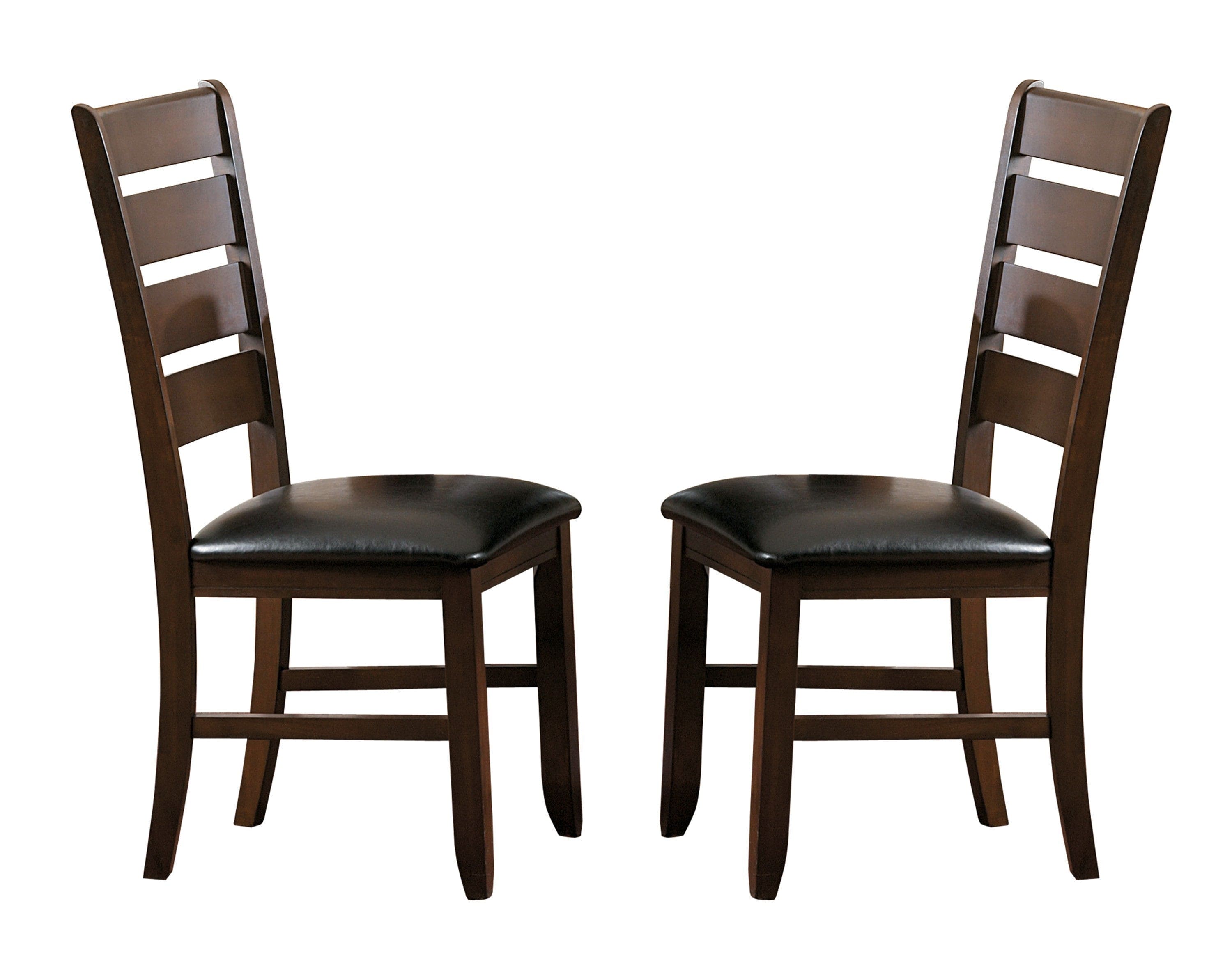 Contemporary Design Dark Oak Finish Wooden Side Chairs Set of 2pc Upholstered Dining Furniture