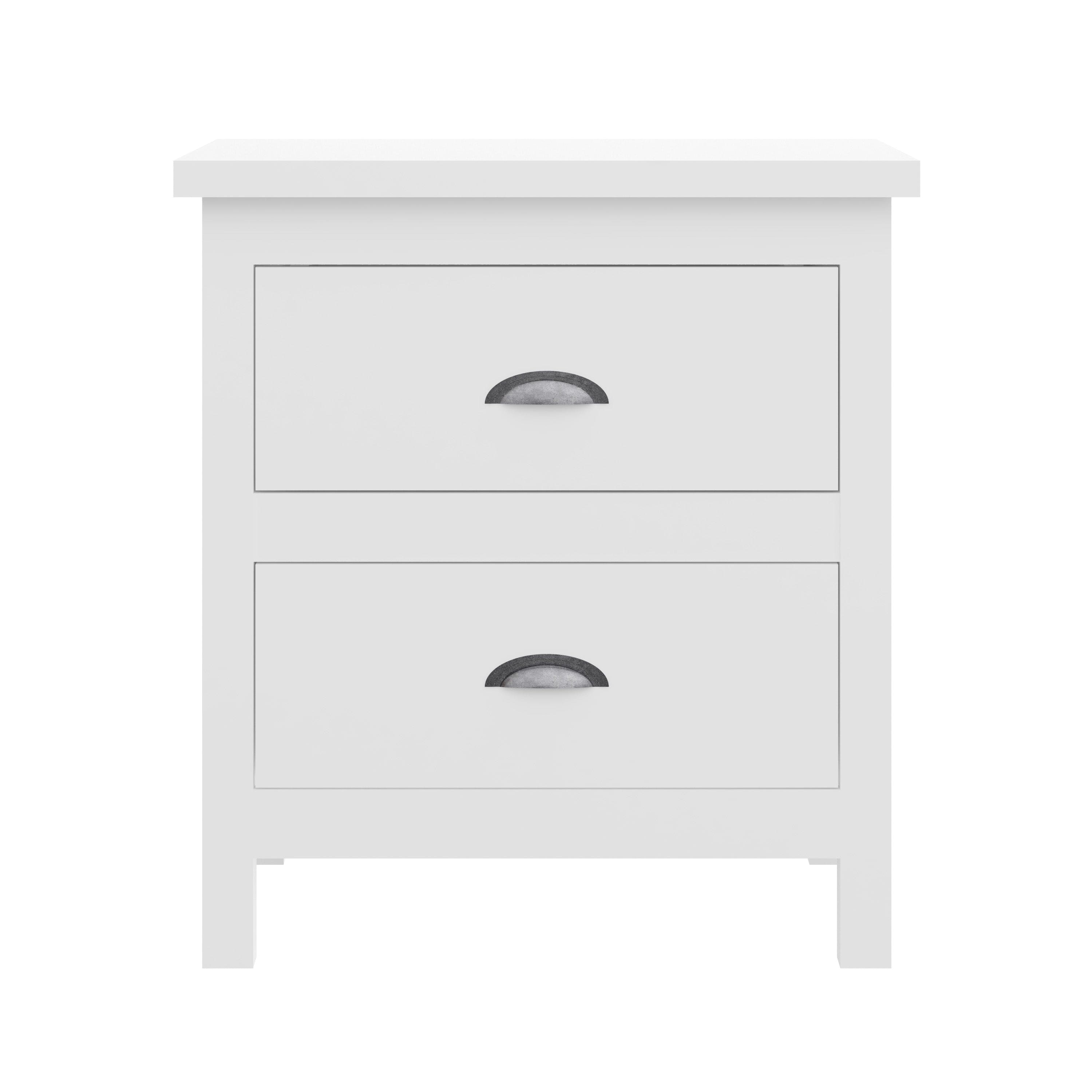 Versatile Solid Wood White Night Stand, Bedside Table, End Table, Desk with Drawers for Living Room, Bedroom