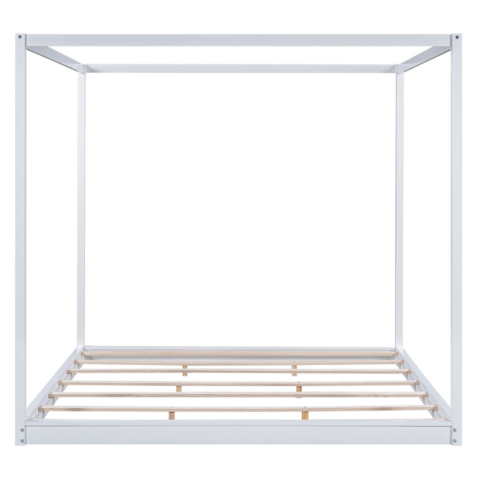 King Size Canopy Platform Bed with Support Legs,White