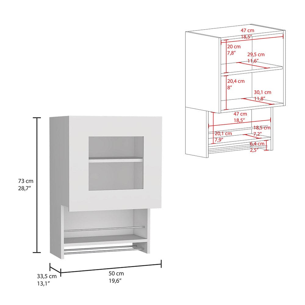 Kitchen Wall Cabinet Papua, Three Shelves, White Finish