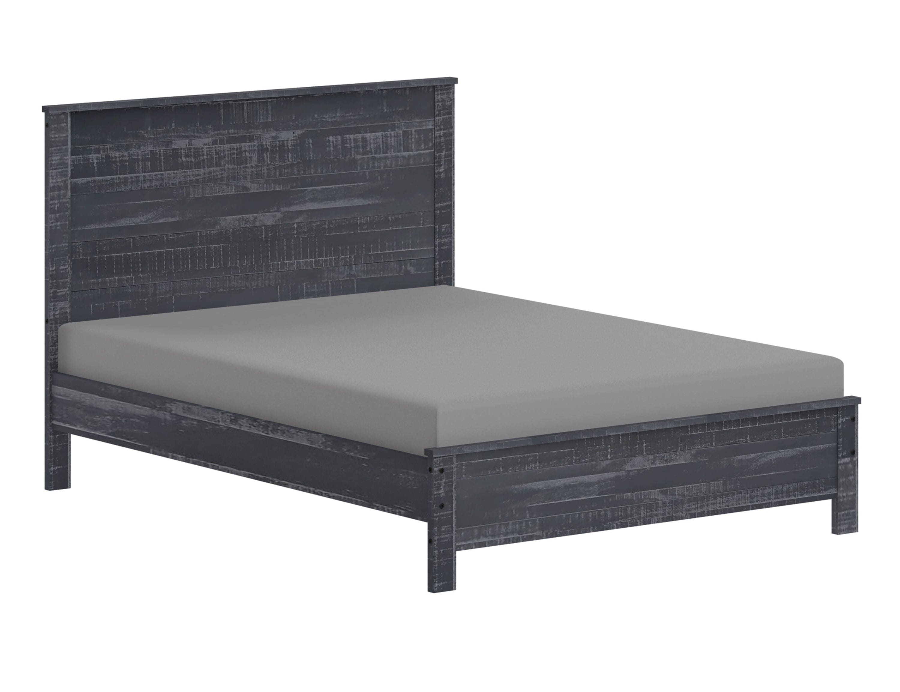 Yes4wood Albany Solid Wood Grey Bed, Modern Rustic Wooden Queen Size Bed Frame Box Spring Needed