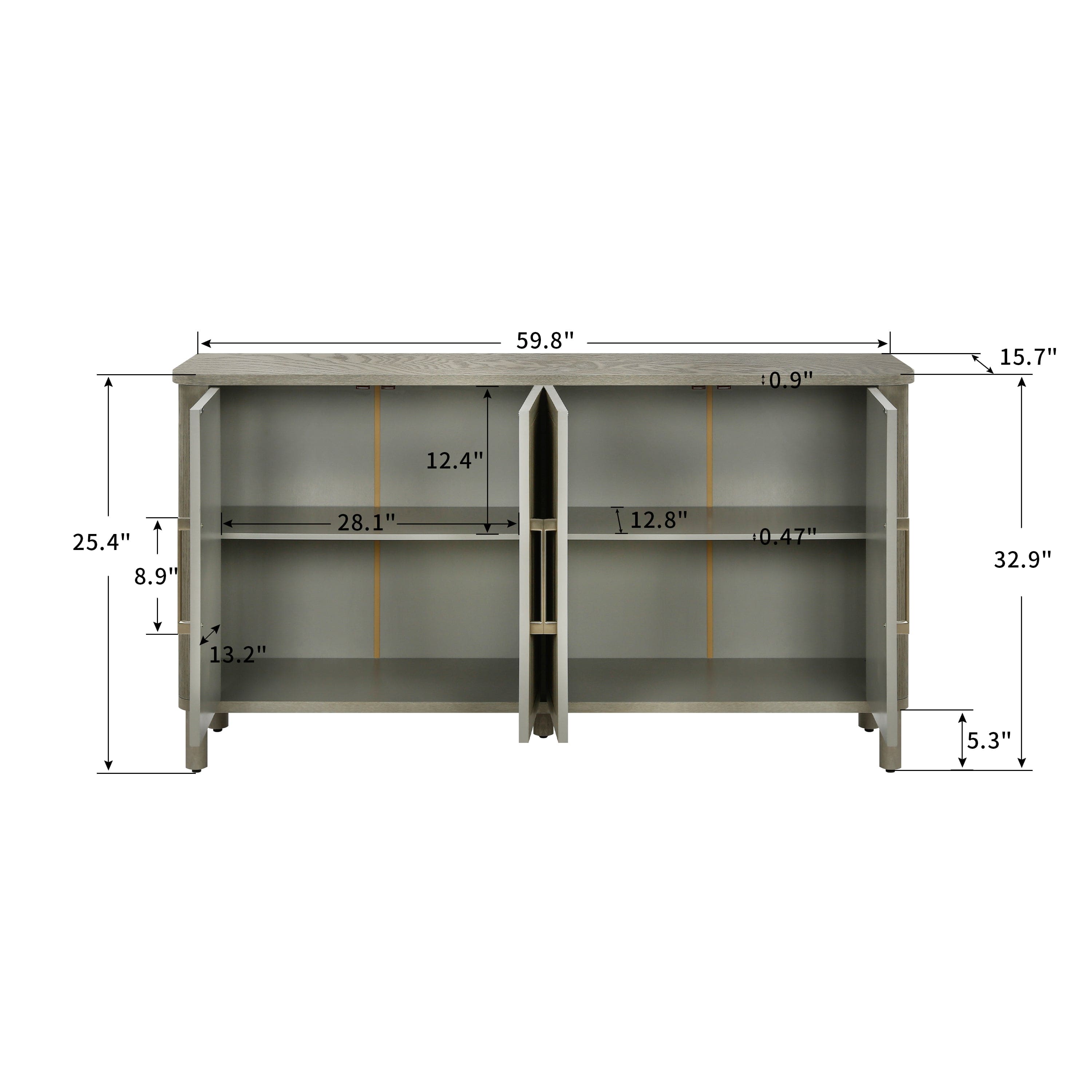 Four Door Storage Cabinet With Curved Countertop(GRAT)