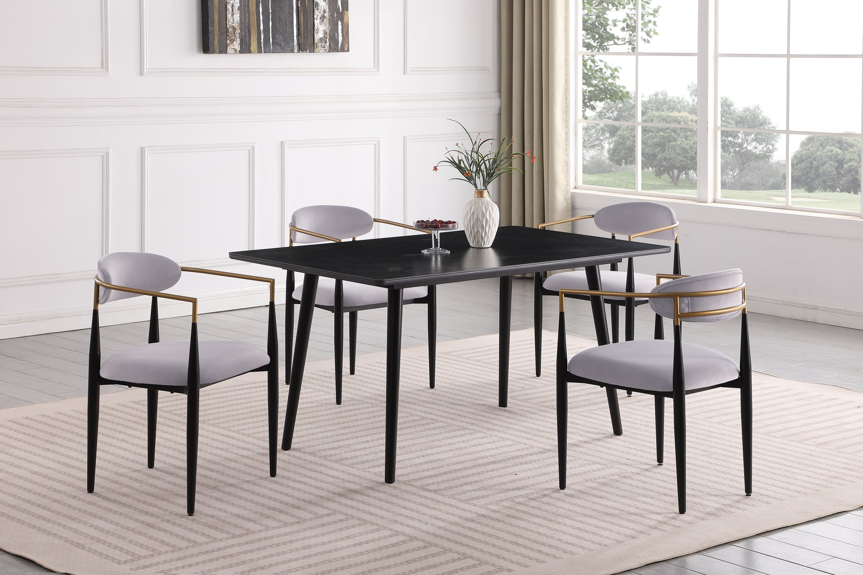 Modern Contemporary Dining Table 1pc Black Sintered Stone Table Stylish Dining Furniture