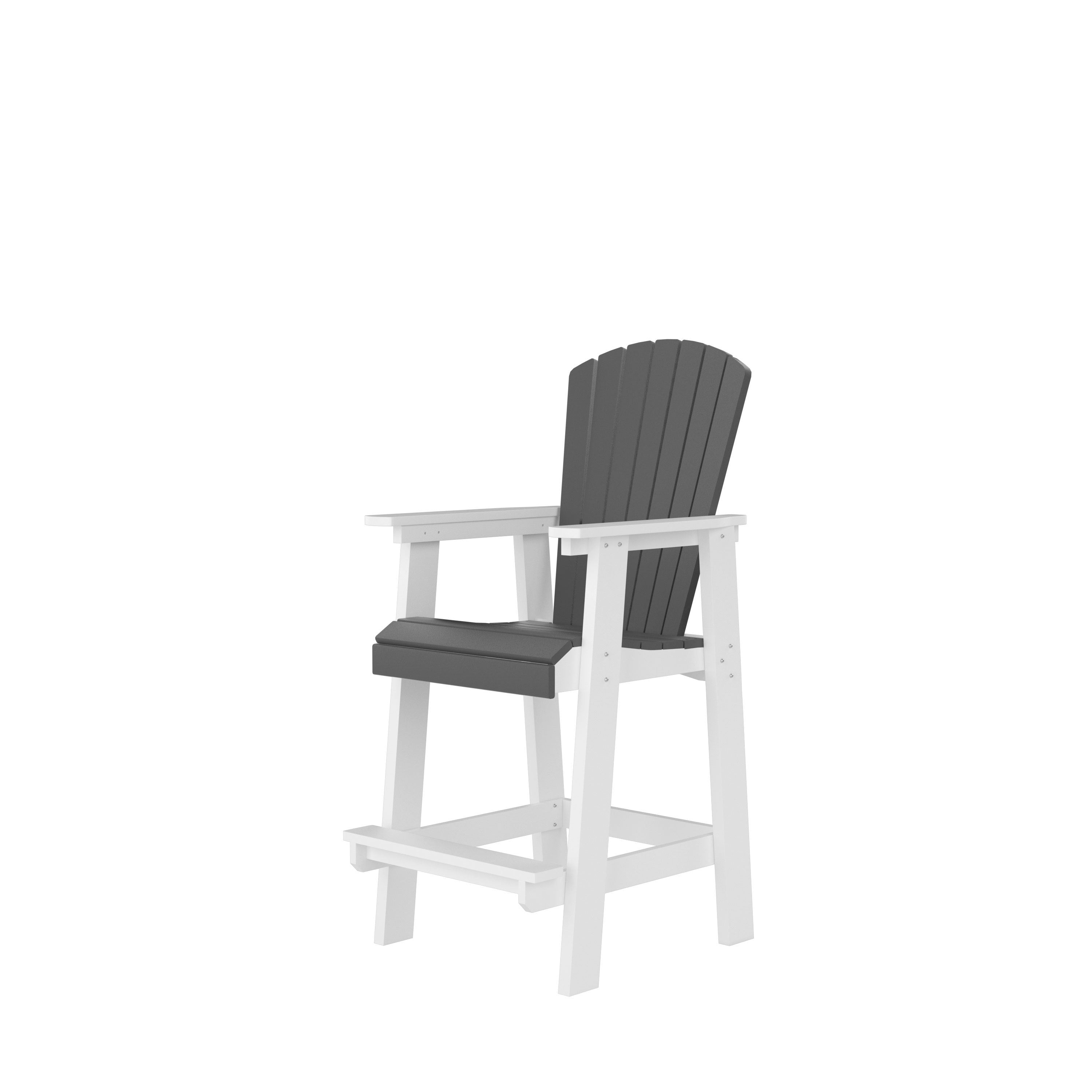 HDPE Bar Chair, Outdoor Tall Adirondack Chairs Set of 2, Patio Bar Stool Chair with High Back White + Gray, Set of 2