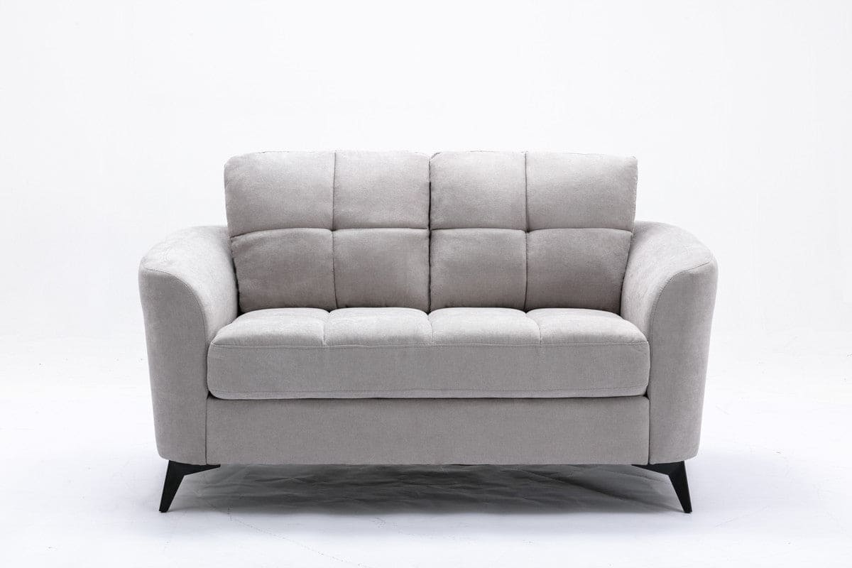 Callie Light Gray Velvet Fabric Loveseat