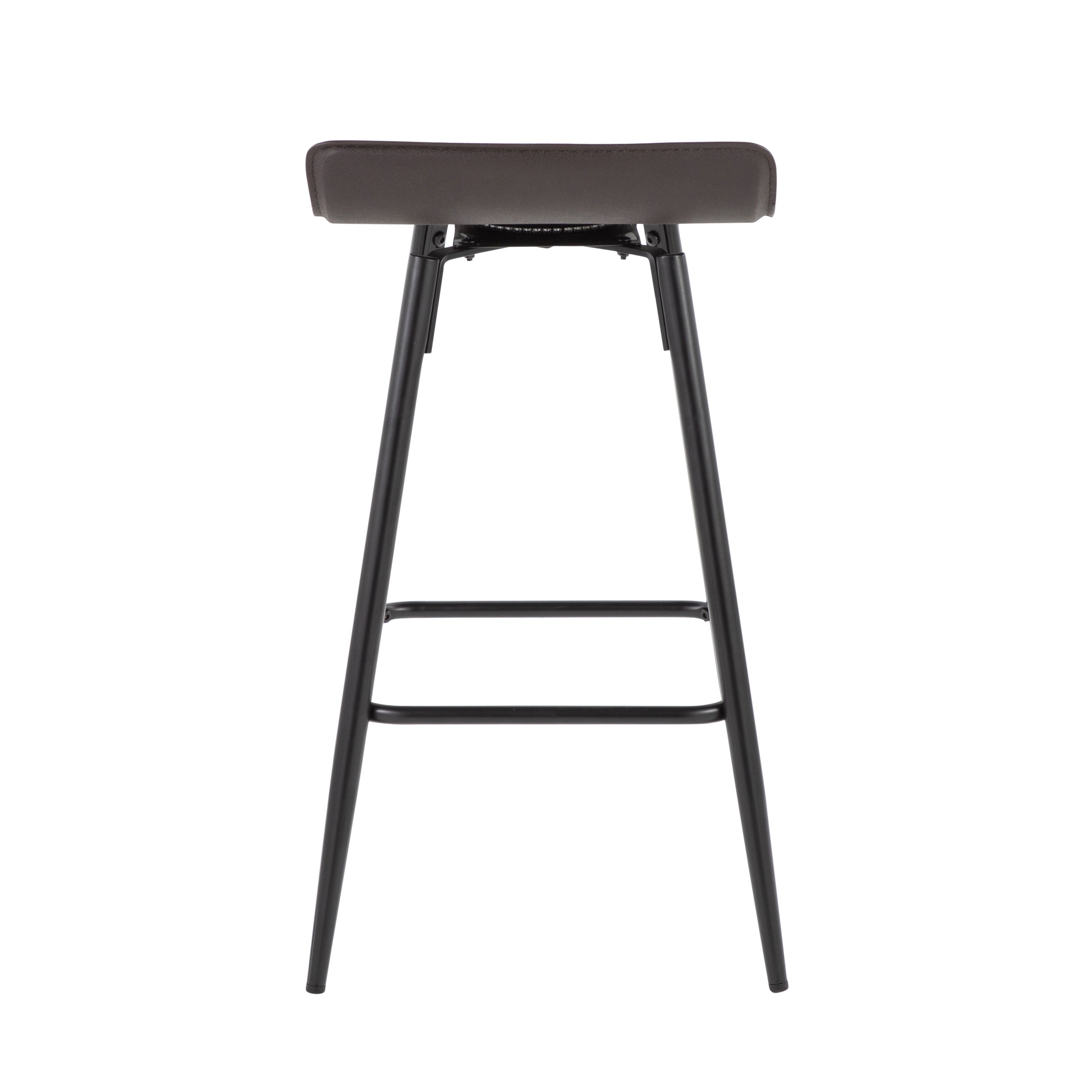 Ale 26" Contemporary Fixed Height Counter Stool in Black Steel and Espresso Faux Leather by LumiSource - Set of 2