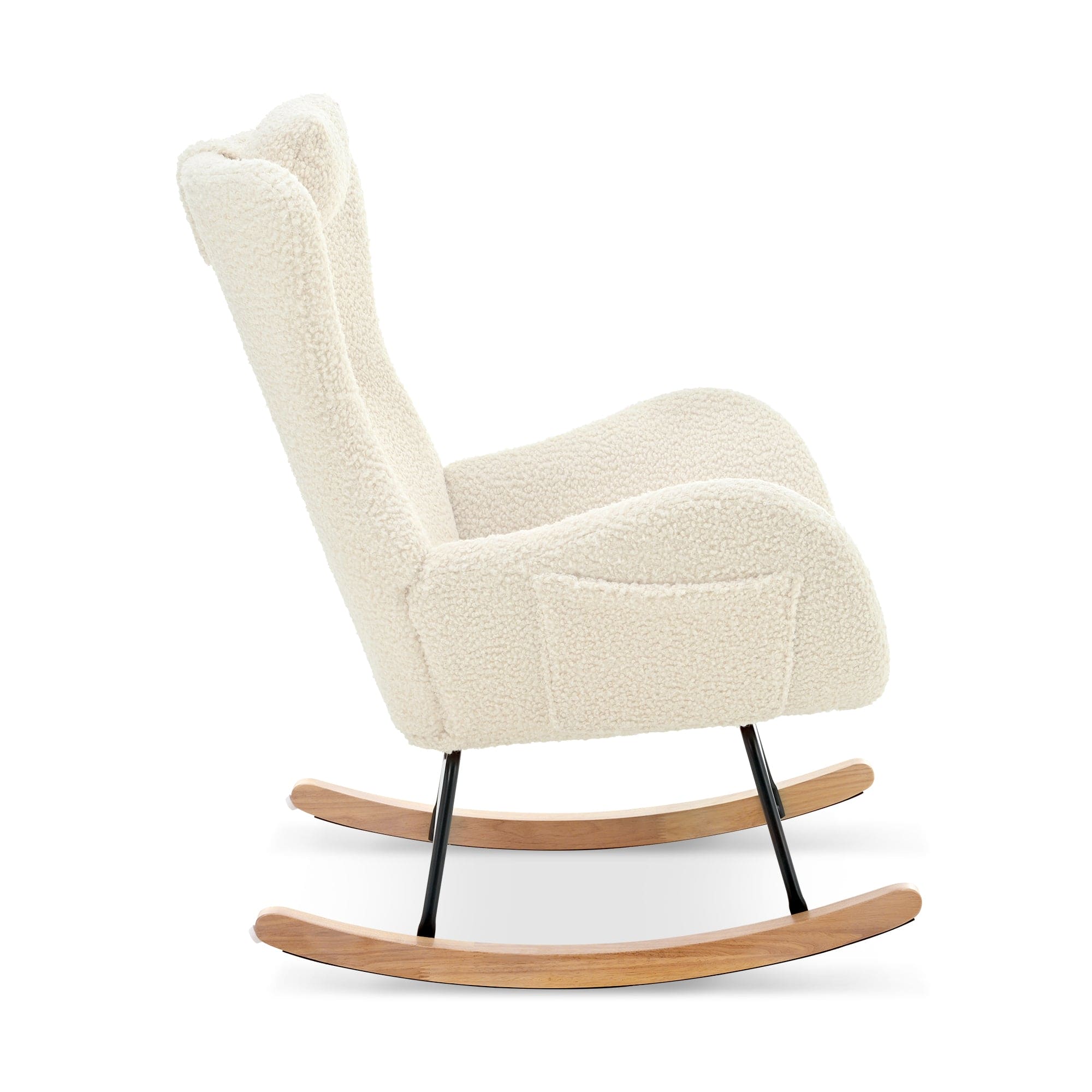 Rocking Chair - with rubber leg and cashmere fabric, suitable for living room and bedroom