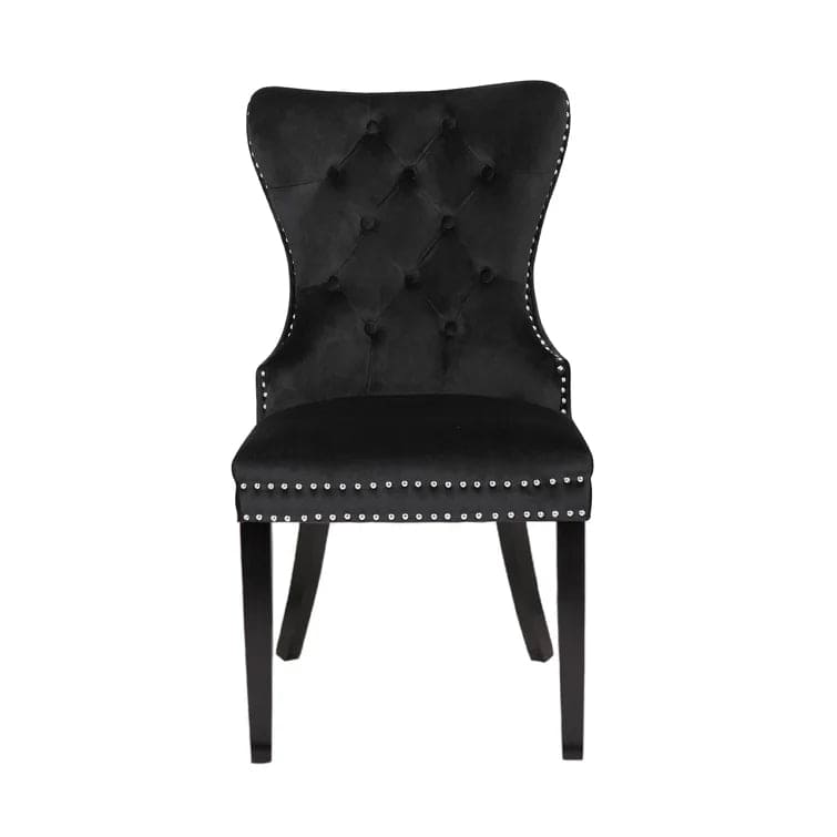 Erica 2 Piece Wood Legs Dinning Chair Finish with Velvet Fabric in Black