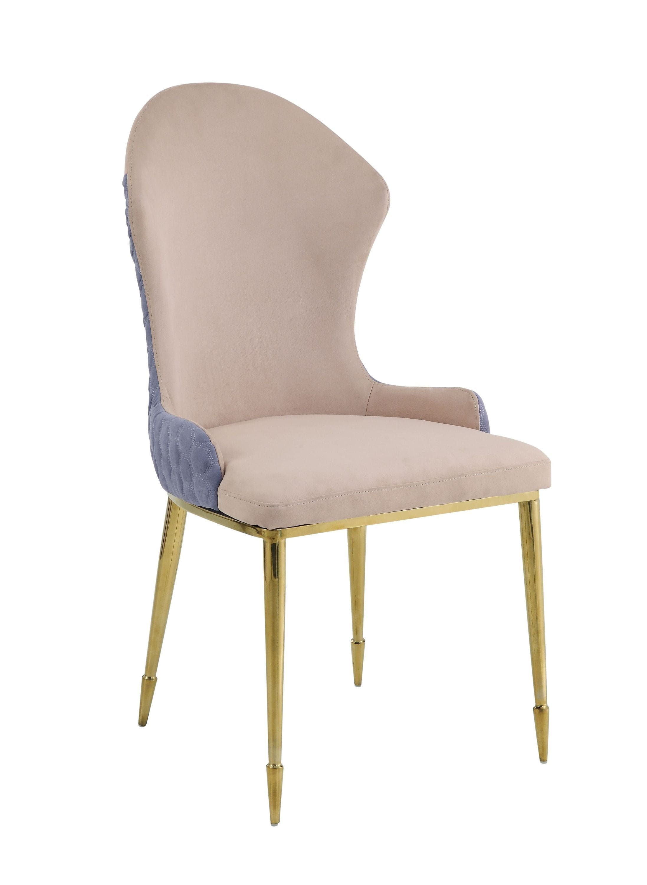 ACME Caolan Side Chair (Set-2), Tan, Lavender Fabric & Gold  72469