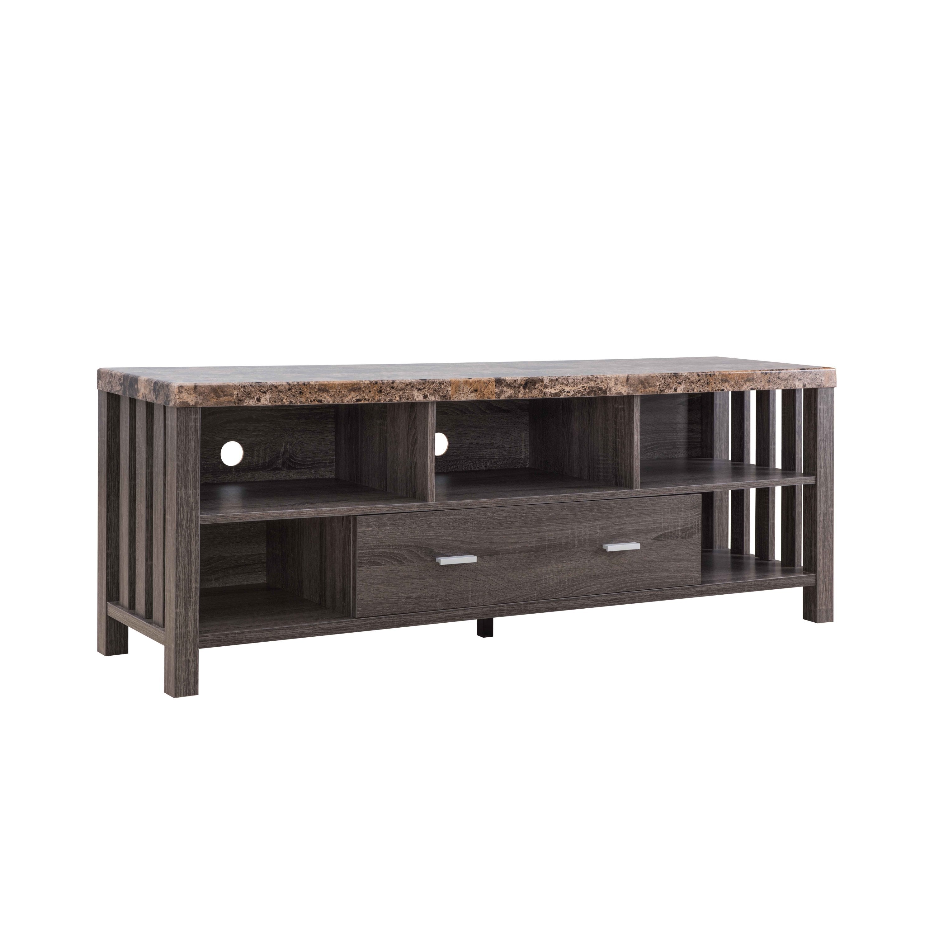 ID USA  212959 TV Stand Faux Marble Yellow & Distressed Grey